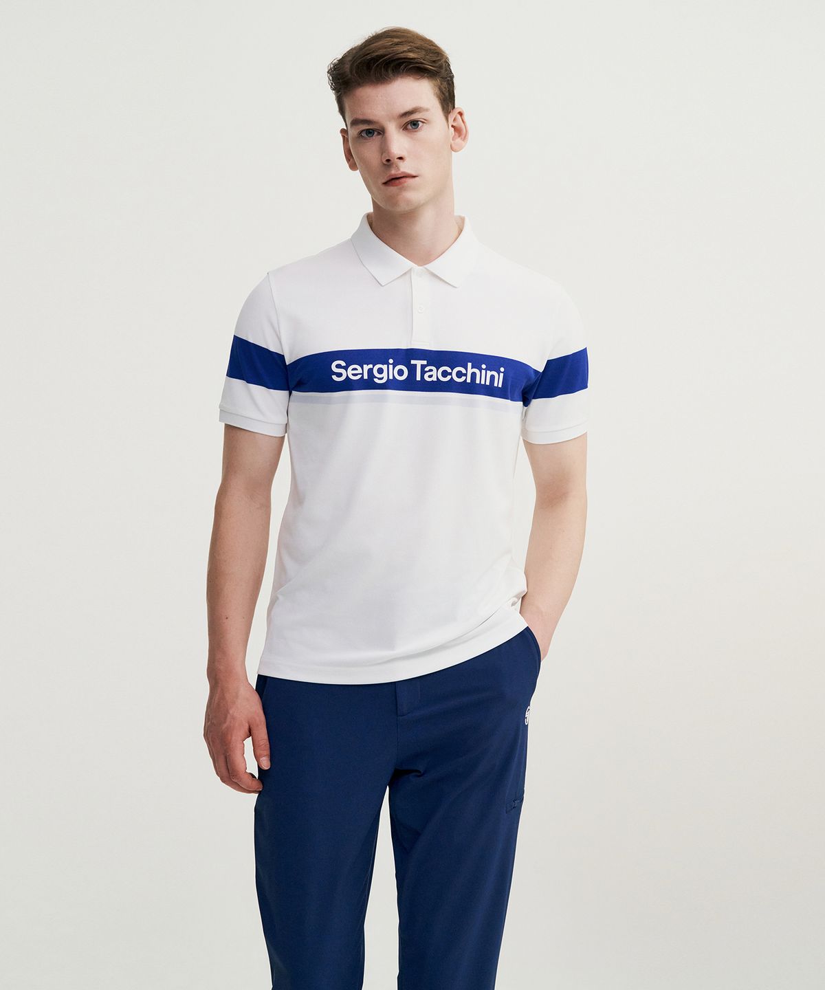 세르지오 타키니(SERGIO TACCHINI) M 고트 다마린도 반팔 폴로 셔츠 (White)