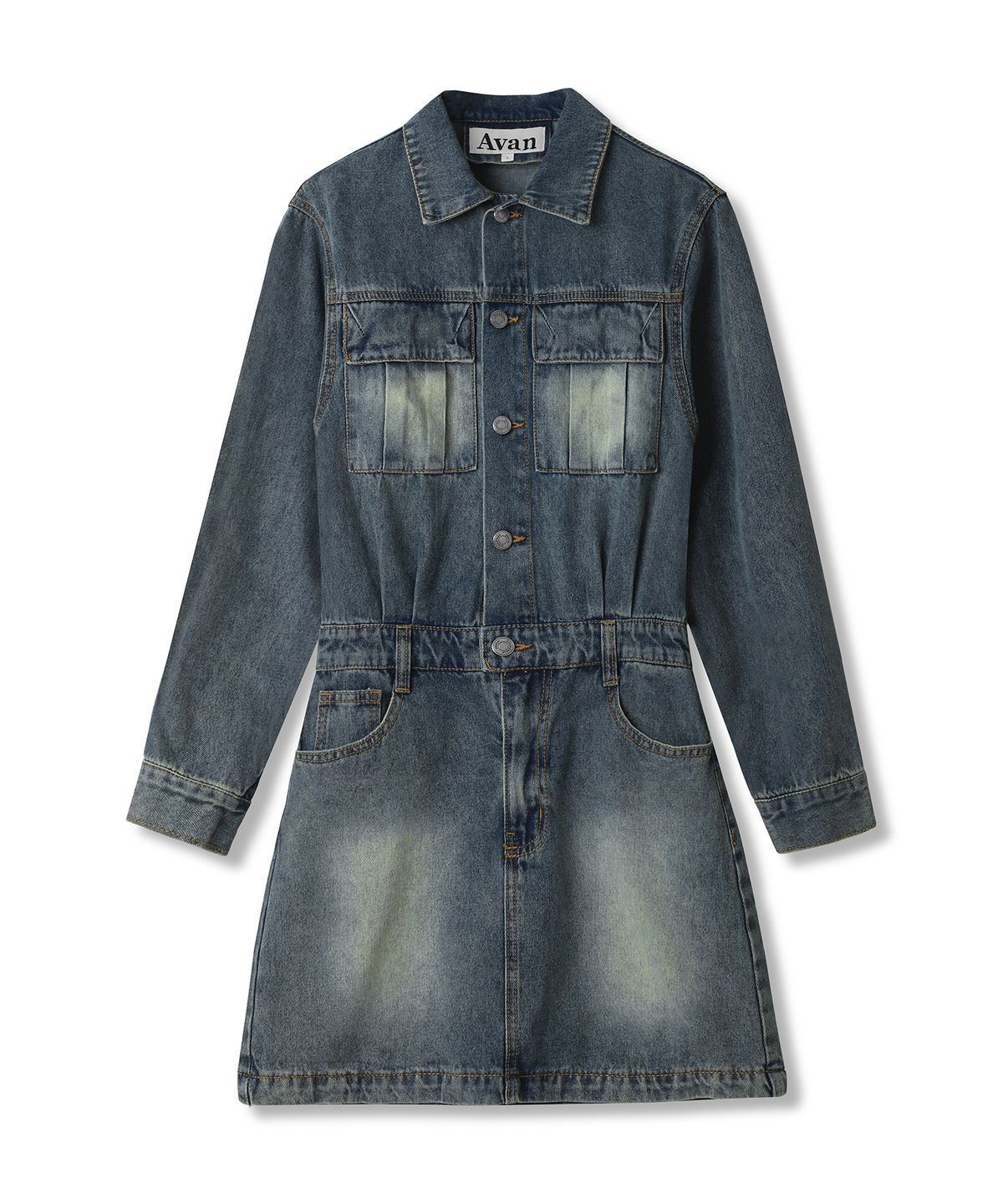 어반드레스(AVANDRESS) Brush Denim Mini Dress - 2COL