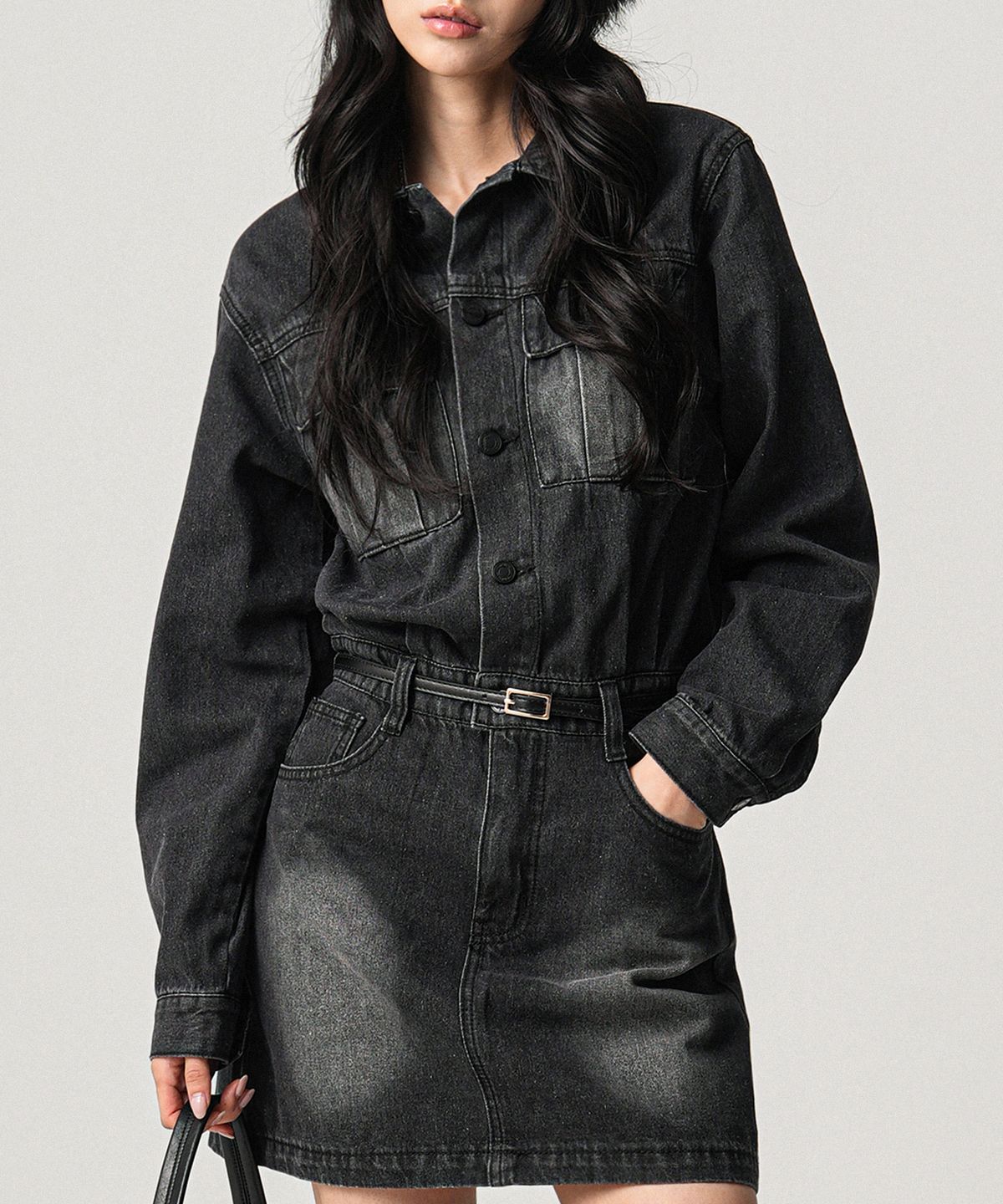 어반드레스(AVANDRESS) Brush Denim Mini Dress - 2COL