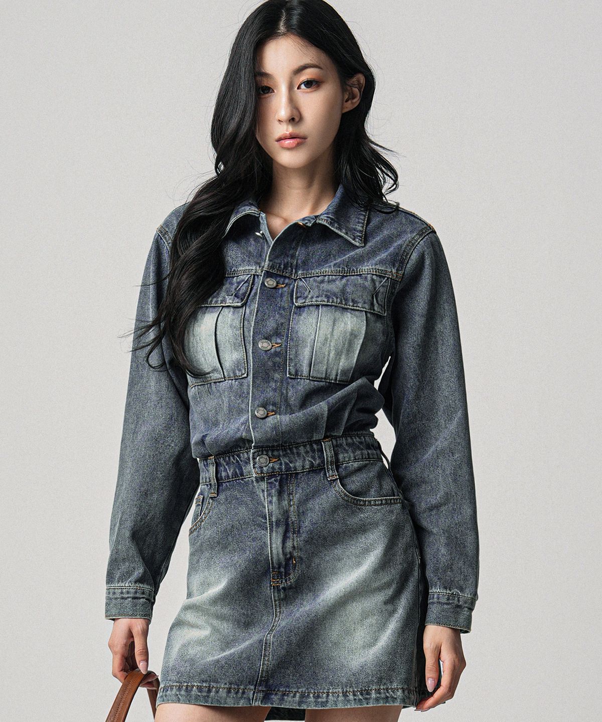 어반드레스(AVANDRESS) Brush Denim Mini Dress - 2COL