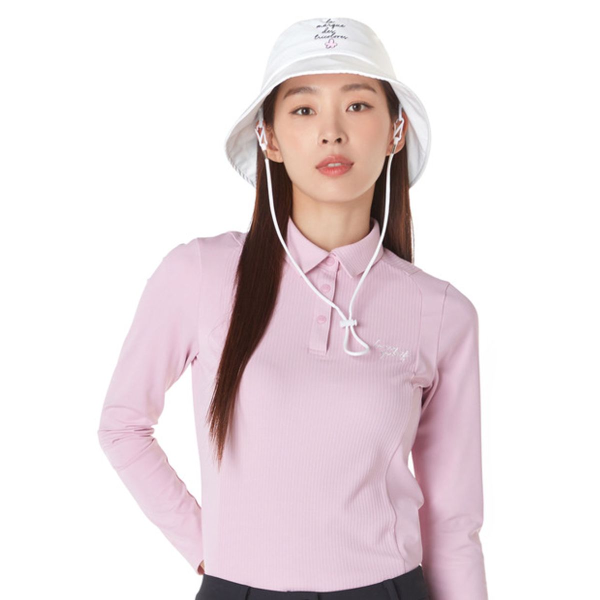 르꼬끄 골프(LECOQ GOLF) 여성 골조직 믹스 제원단 에리 티셔츠 (GP322LTL81)