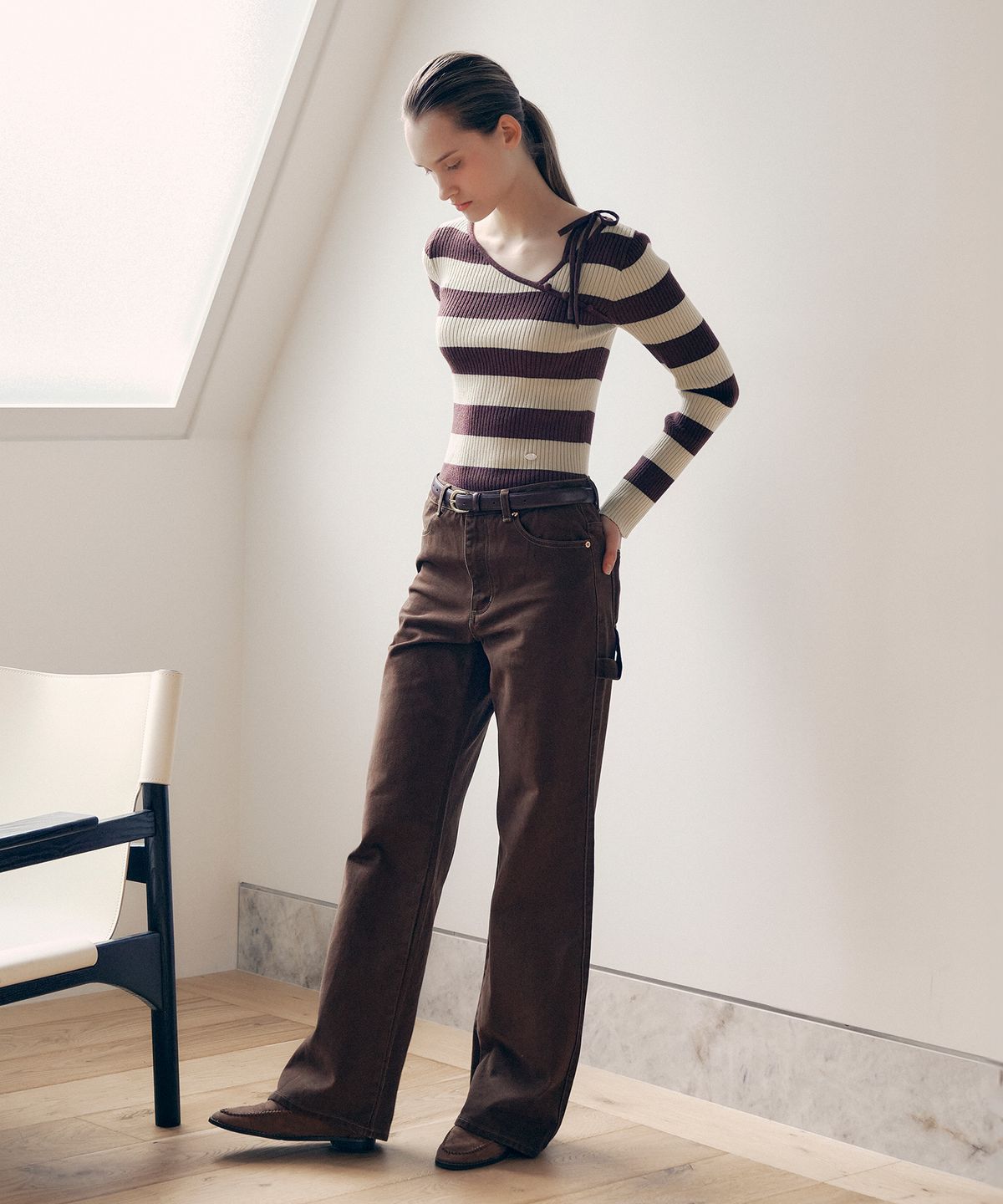 로라로라(ROLAROLA) POCKET CARPENTER DENIM PANTS BROWN