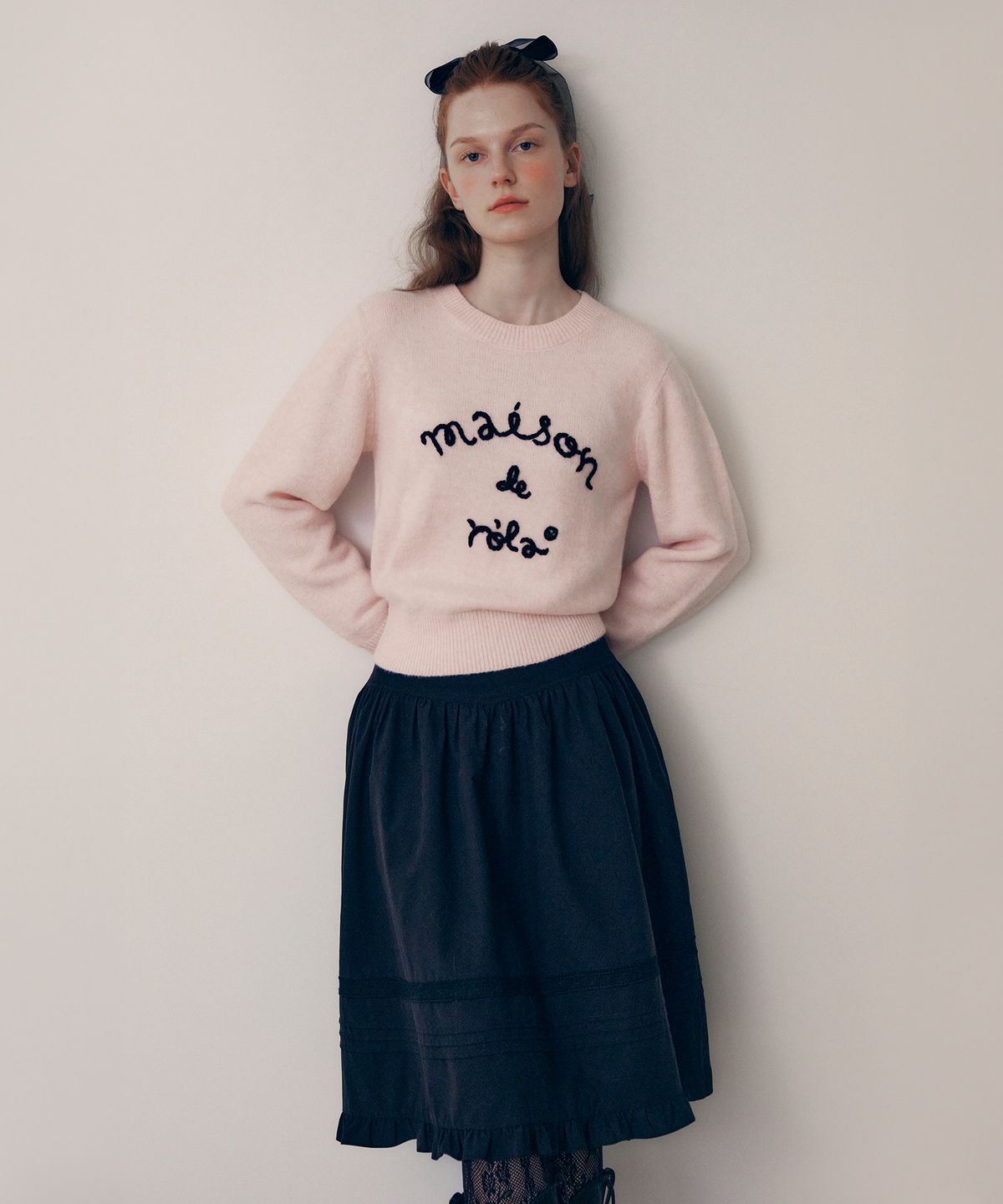 로라로라(ROLAROLA) PEASANT MIDI SKIRT BLACK