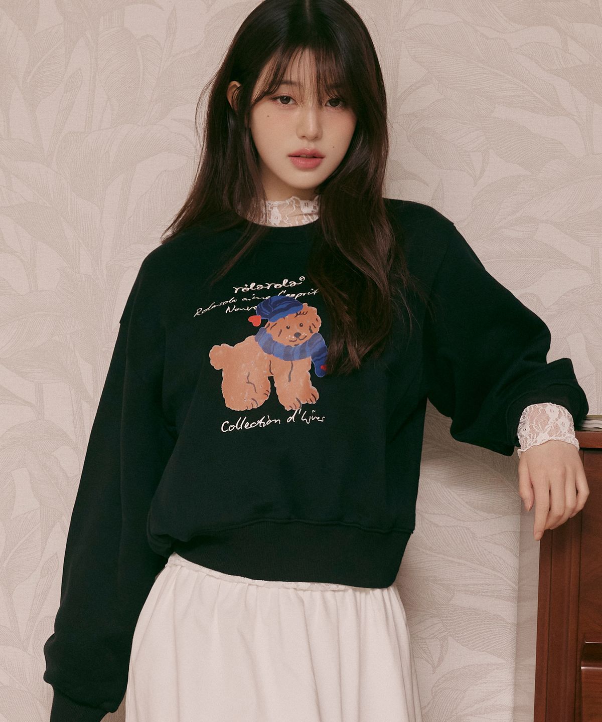 로라로라(ROLAROLA) ROLA BEANIE PUPPY SWEATSHIRT BLACK