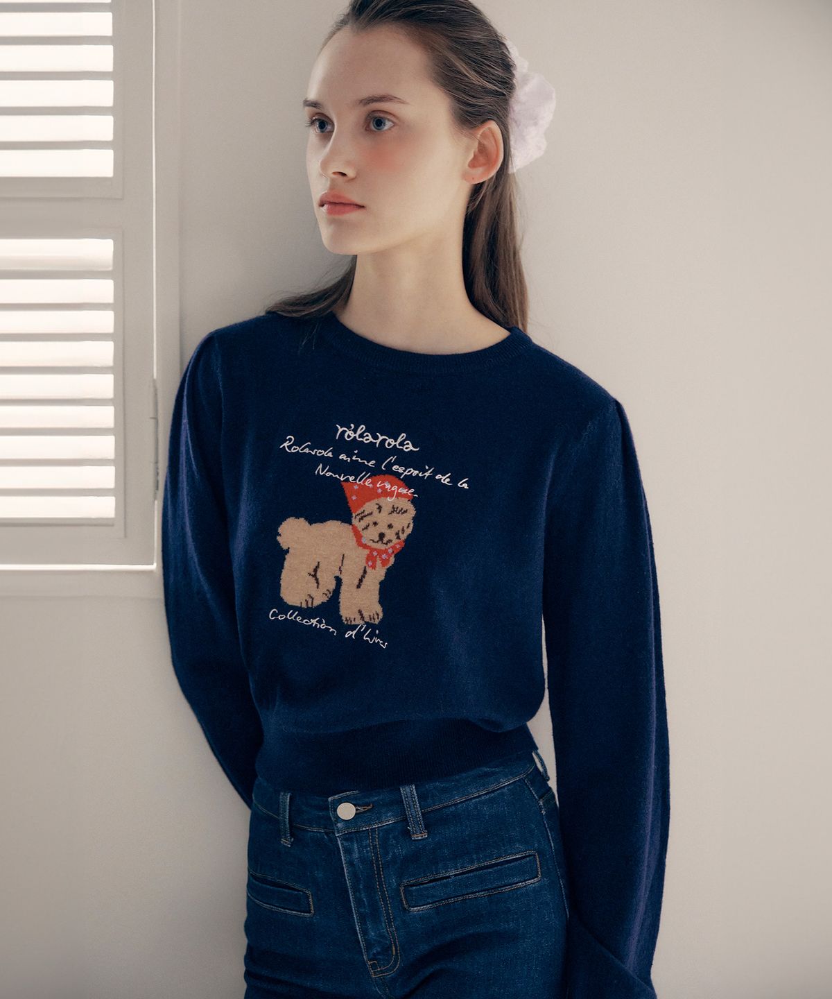 로라로라(ROLAROLA) ROLA PUPPY PUFF SLEEVE KNIT NAVY