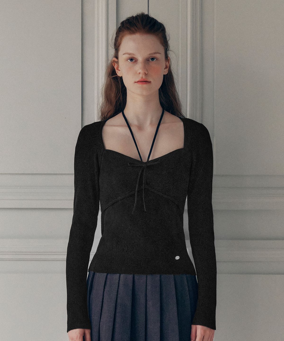 로라로라(ROLAROLA) RIBBON HALTER KNIT BLACK