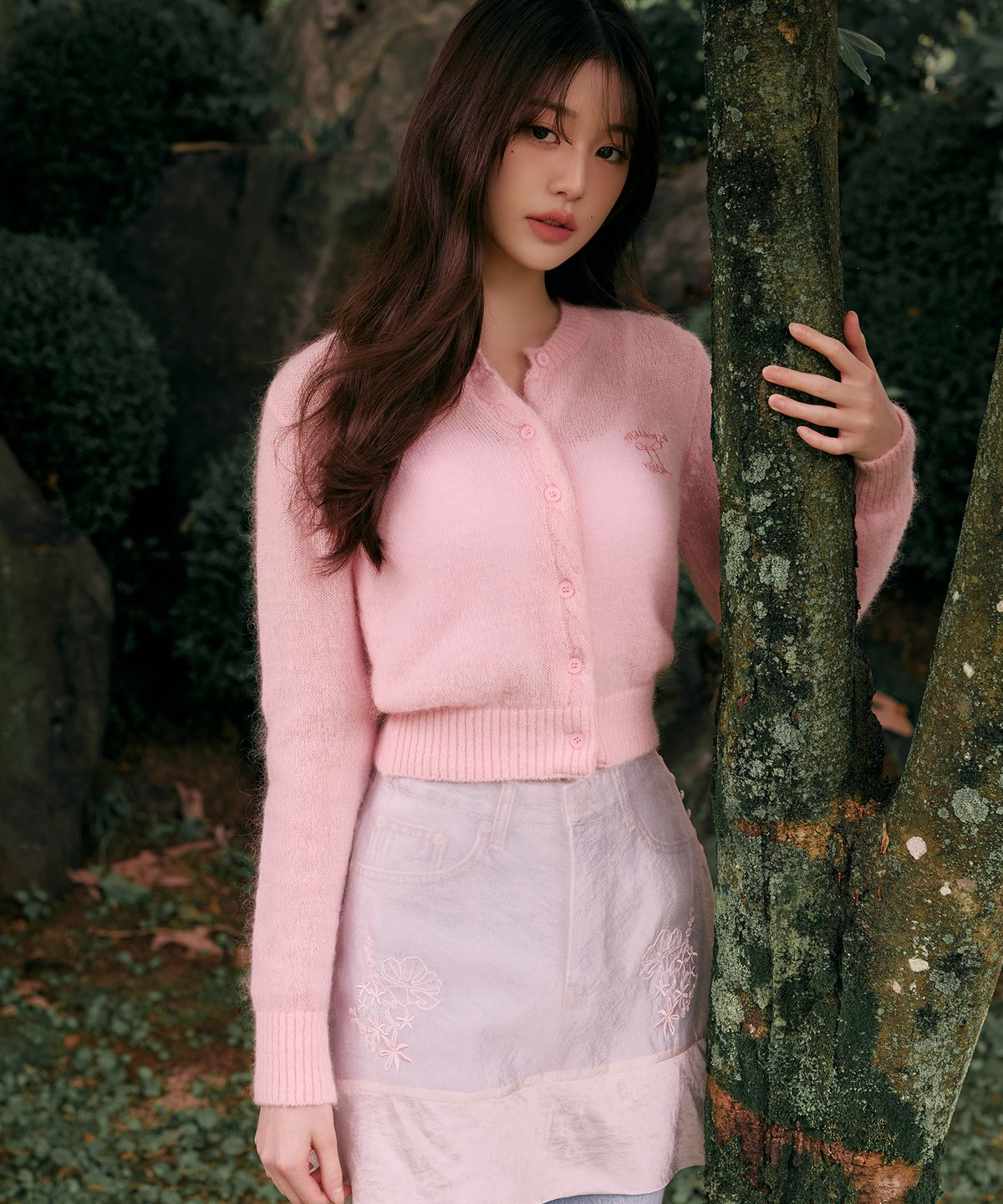 로라로라(ROLAROLA) MOHAIR WOOL BLENDED CARDIGAN PINK