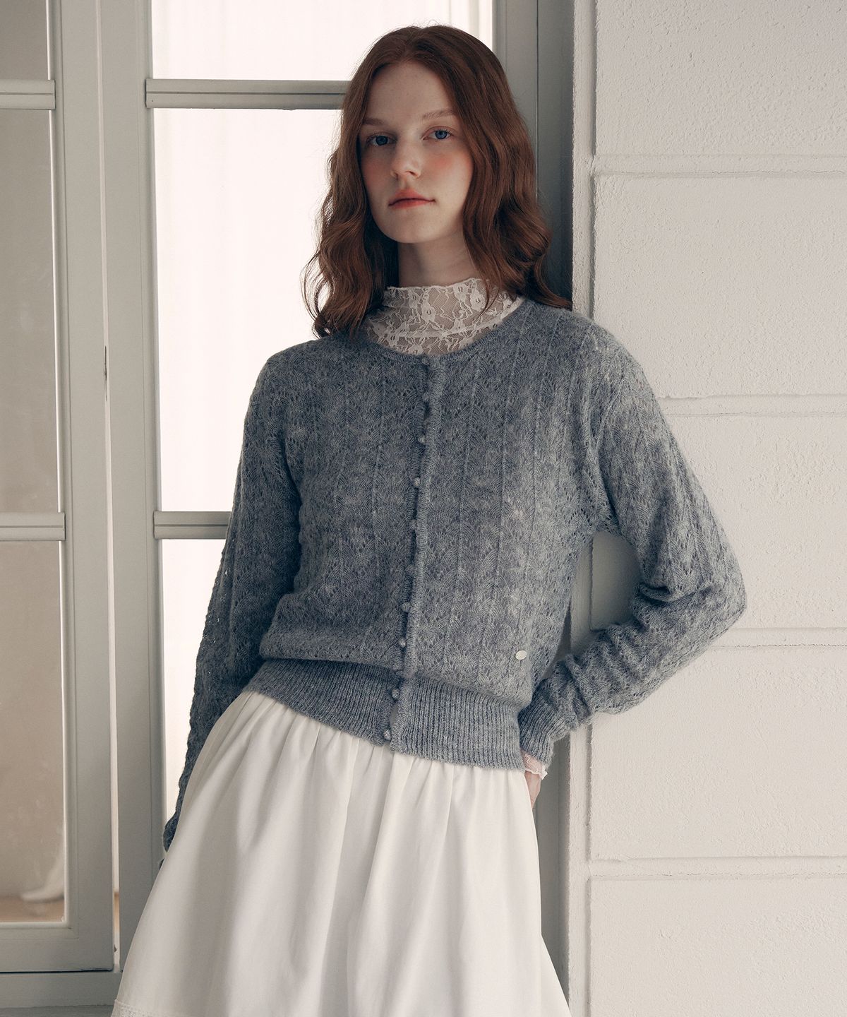 로라로라(ROLAROLA) SKASHI BUTTON CARDIGAN GRAY