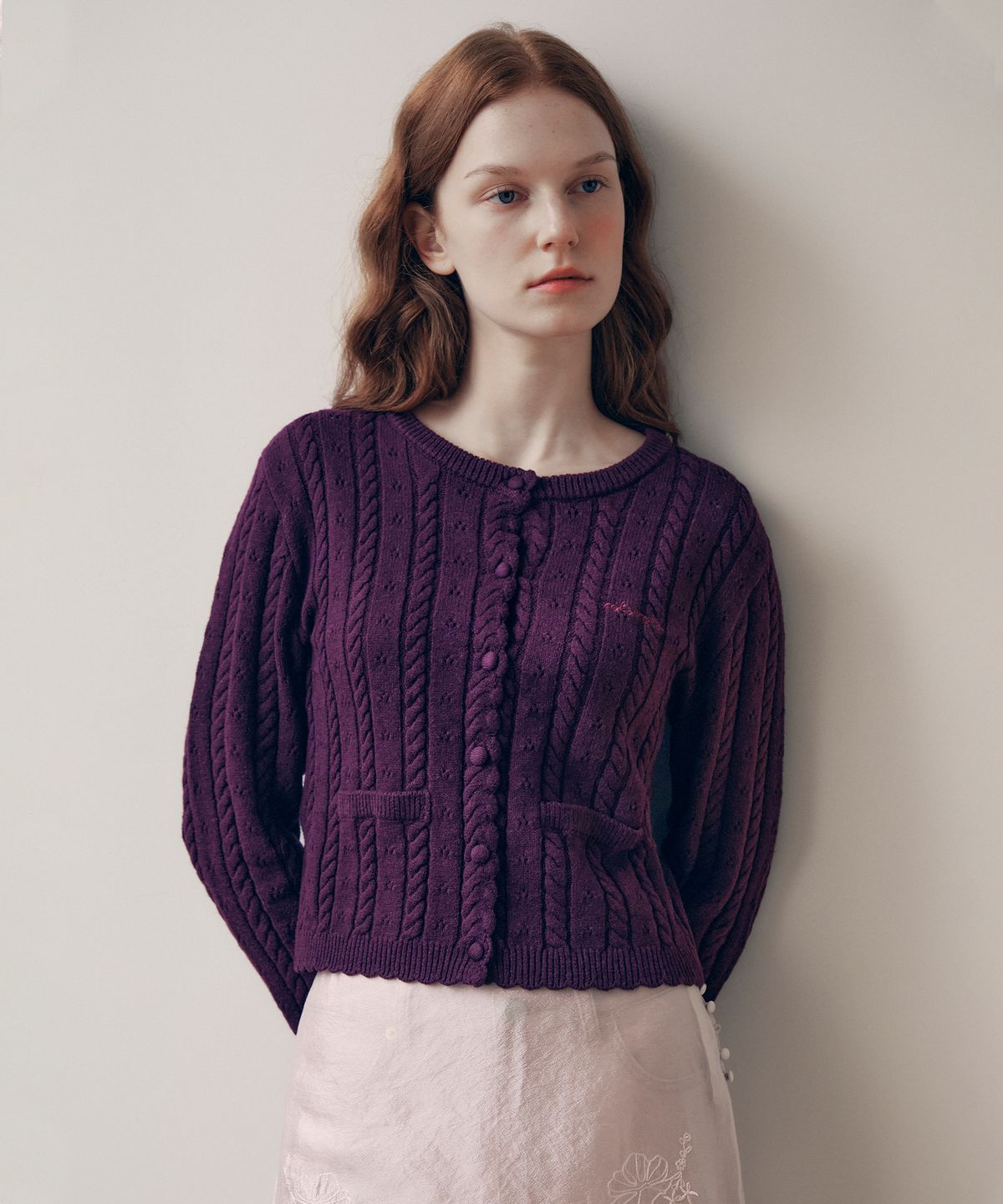 로라로라(ROLAROLA) SKASHI CABLE KNIT CARDIGAN BURGUNDY