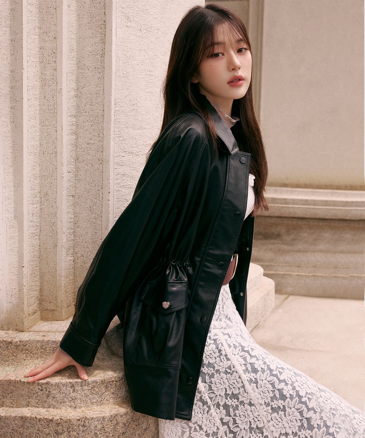 로라로라(ROLAROLA) LEATHER POCKET JACKET BLACK