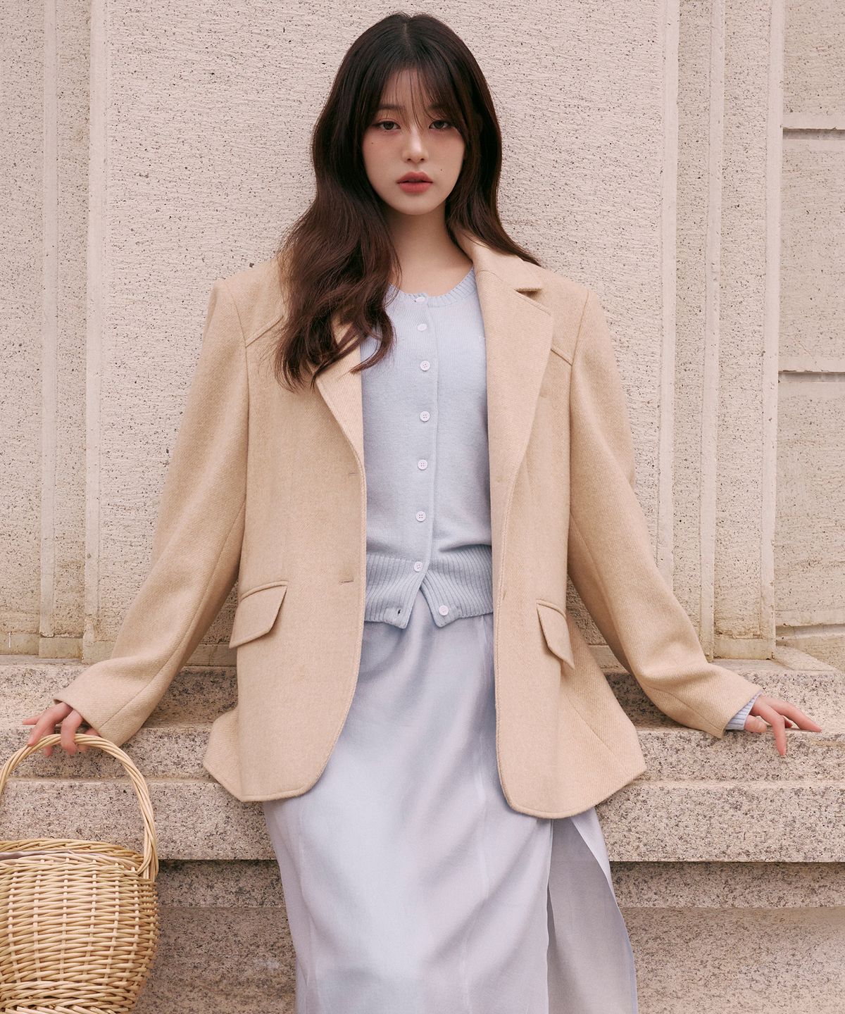 로라로라(ROLAROLA) WOOL BLENDED CLASSIC JACKET OATMEAL