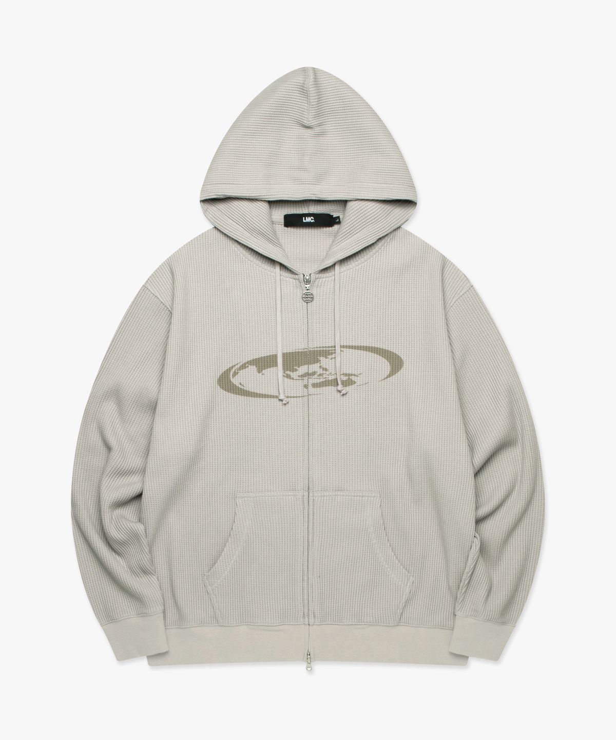 엘엠씨(LMC) OVAL GLOBE WAFFLE ZIP-UP HOODIE sand