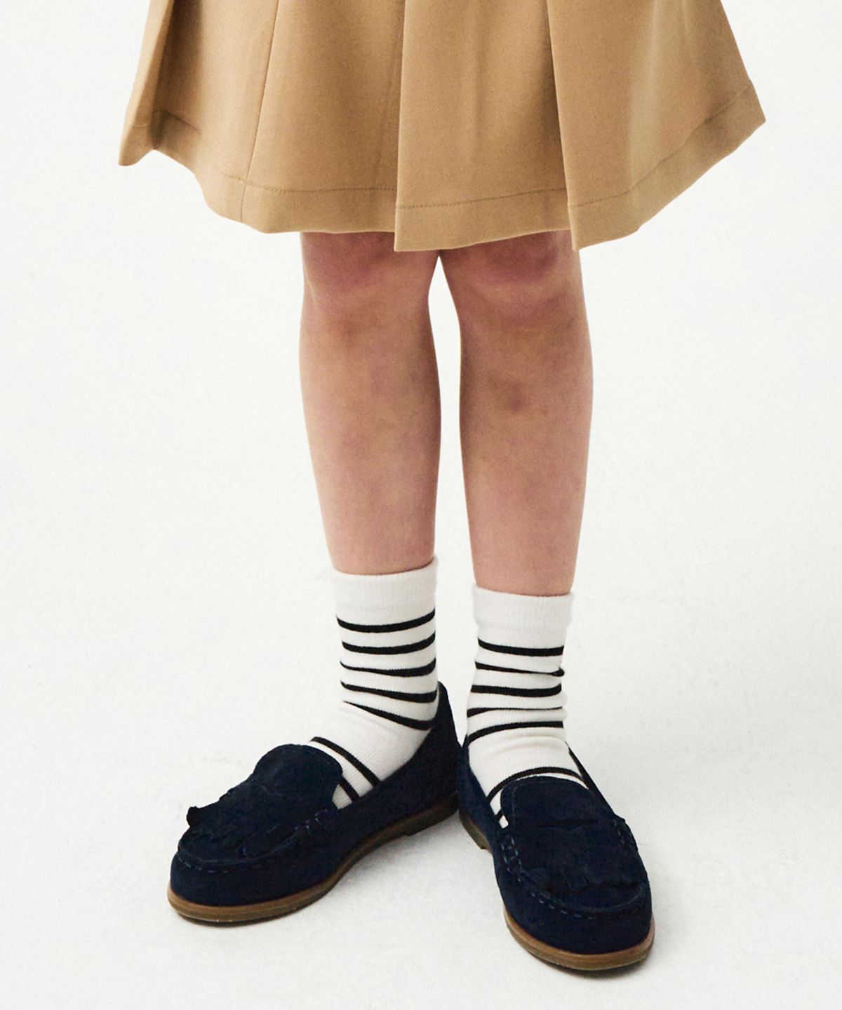 마리떼 키즈(MARITHÉ KIDS) ENFANT CIRCLE LOGO STRIPE SOCKS ivory