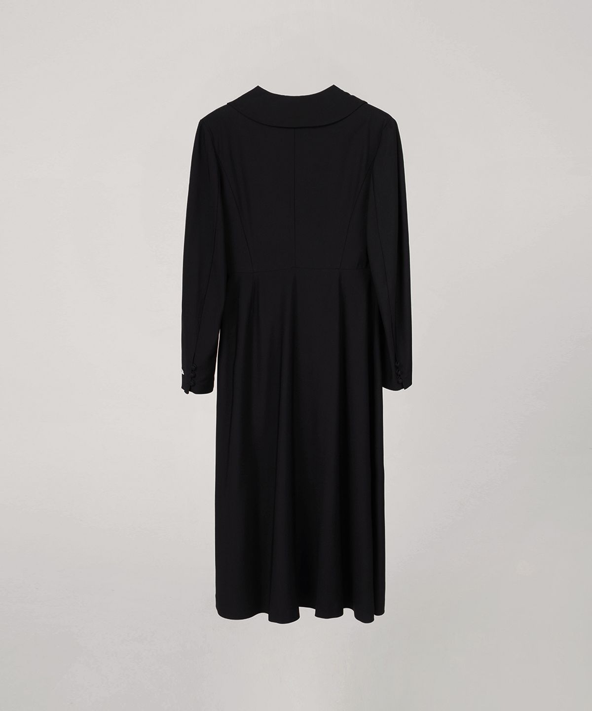 오버듀플레어(OVERDUEFLAIR) SHAWL COLLAR LONG DRESS_BLACK