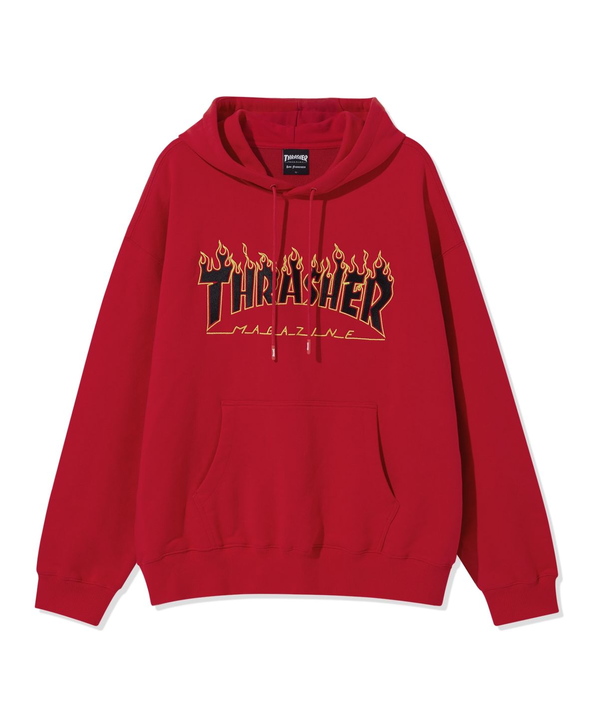 트레셔(THRASHER) 아웃라인 플레임 로고 후디 레드