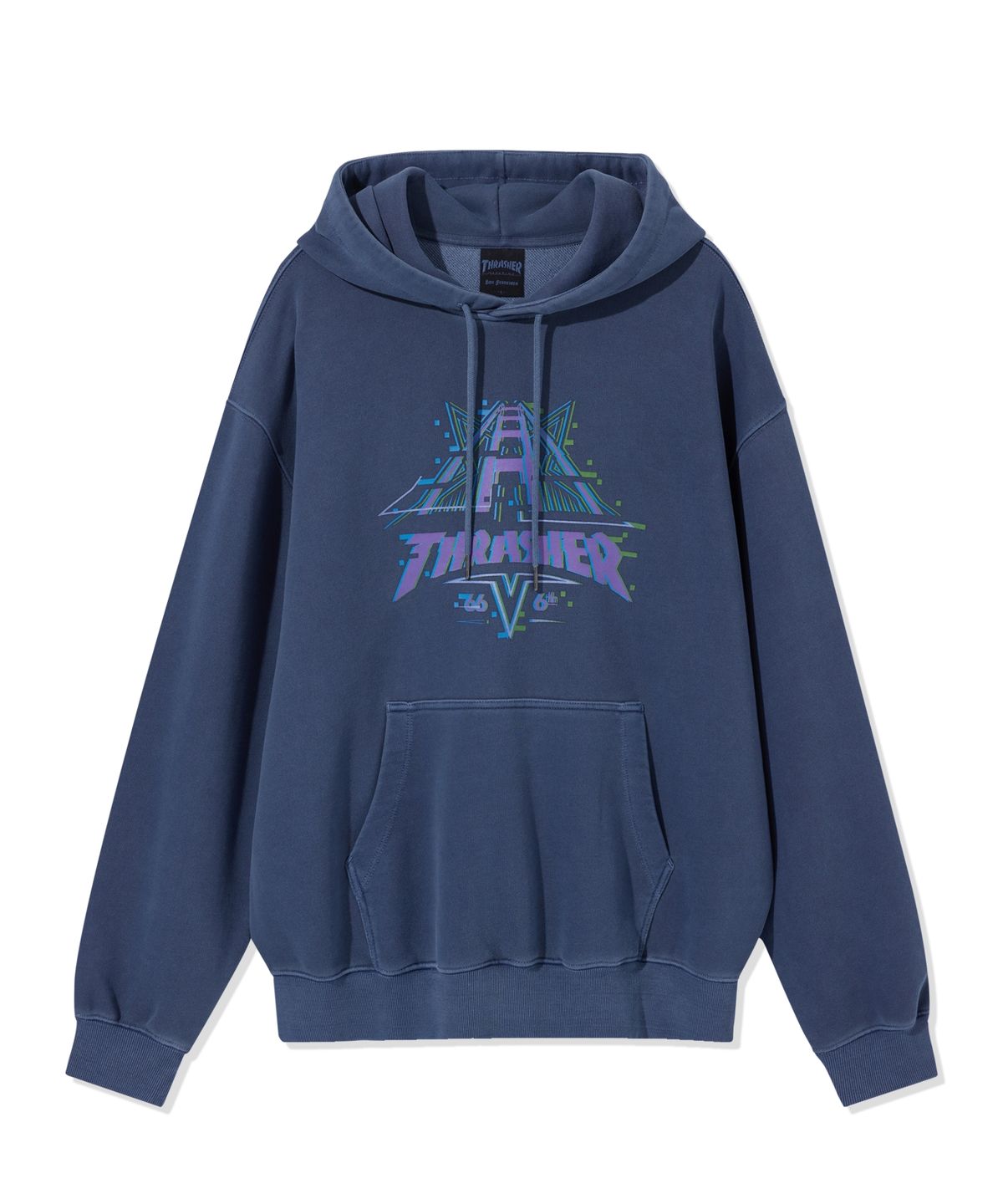 트레셔(THRASHER) 골든게이트 글리치드 후디 네이비