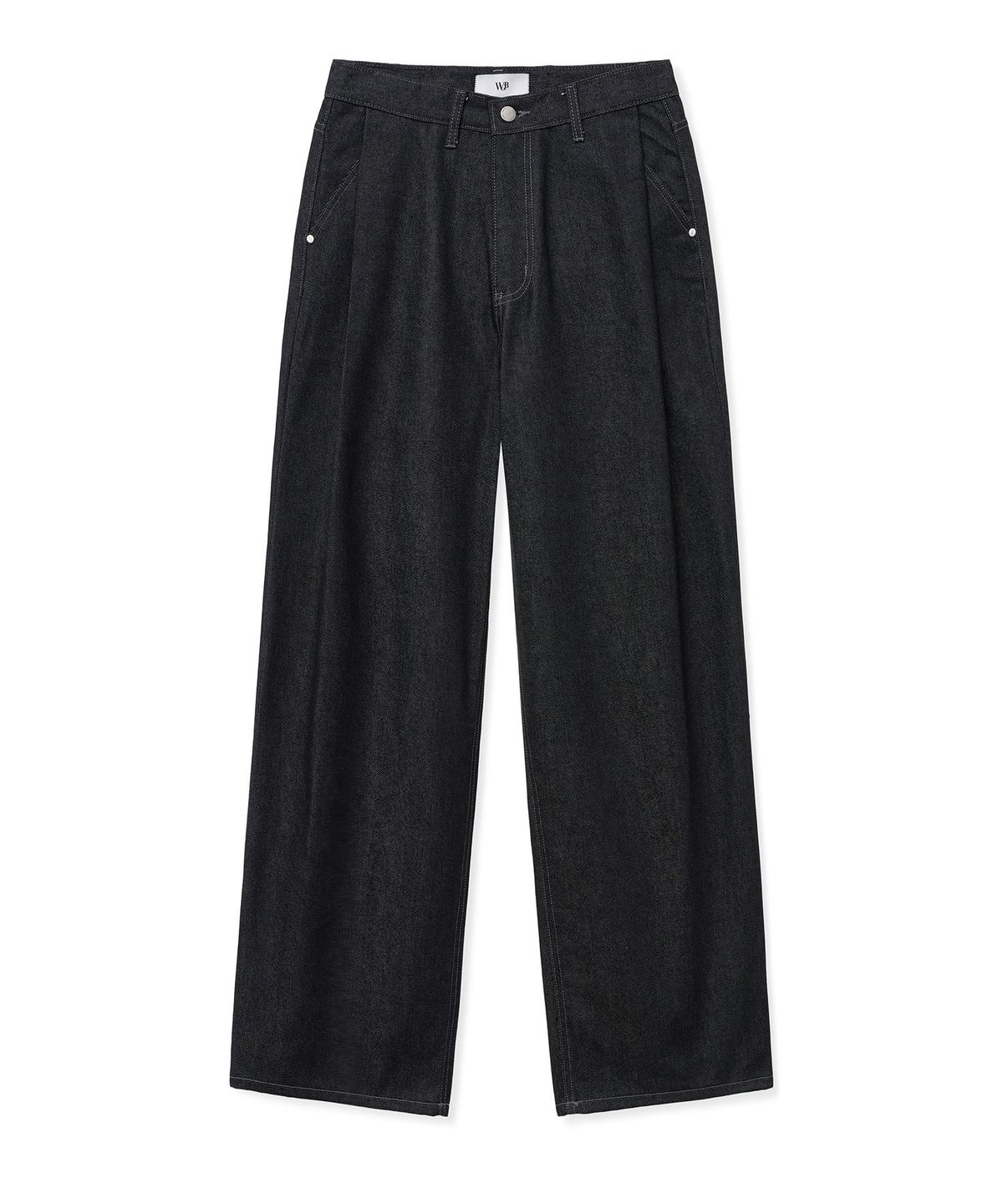 웨스트 그랜드 블러바드(WEST GRAND BOULEVARD) 휴즈 와이드 원턱 생지 데님 팬츠 BLACK INDIGO