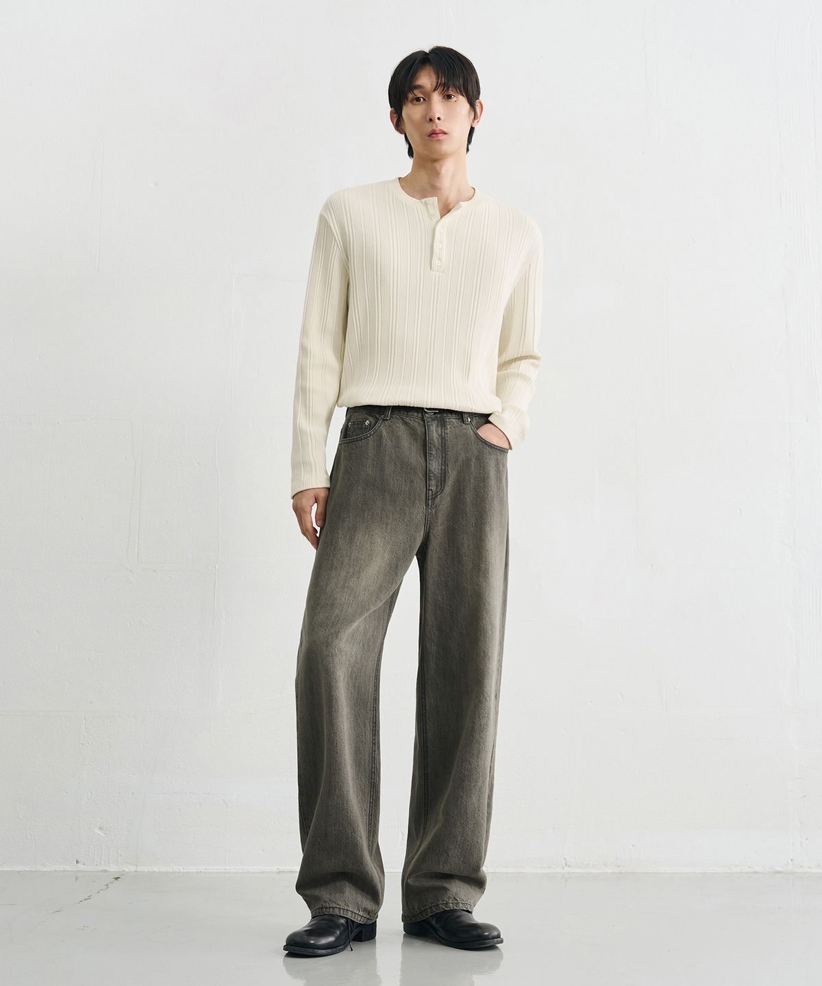 드로우핏(DRAW FIT) 유주얼 세미 와이드 데님 팬츠 [VINTAGE GREY]