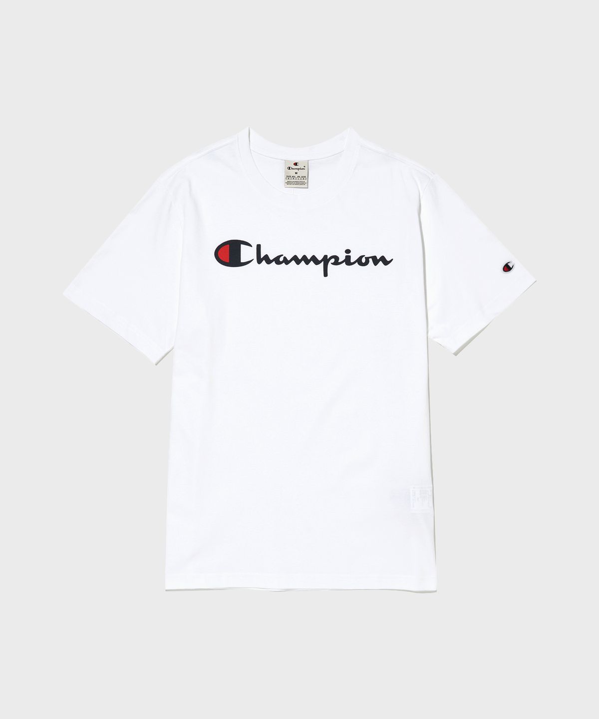 챔피온(CHAMPION) 빅 스크립트 로고 코튼 반팔 티셔츠 White