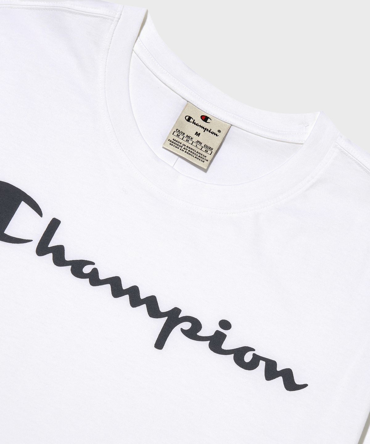 챔피온(CHAMPION) 빅 스크립트 로고 코튼 반팔 티셔츠 White