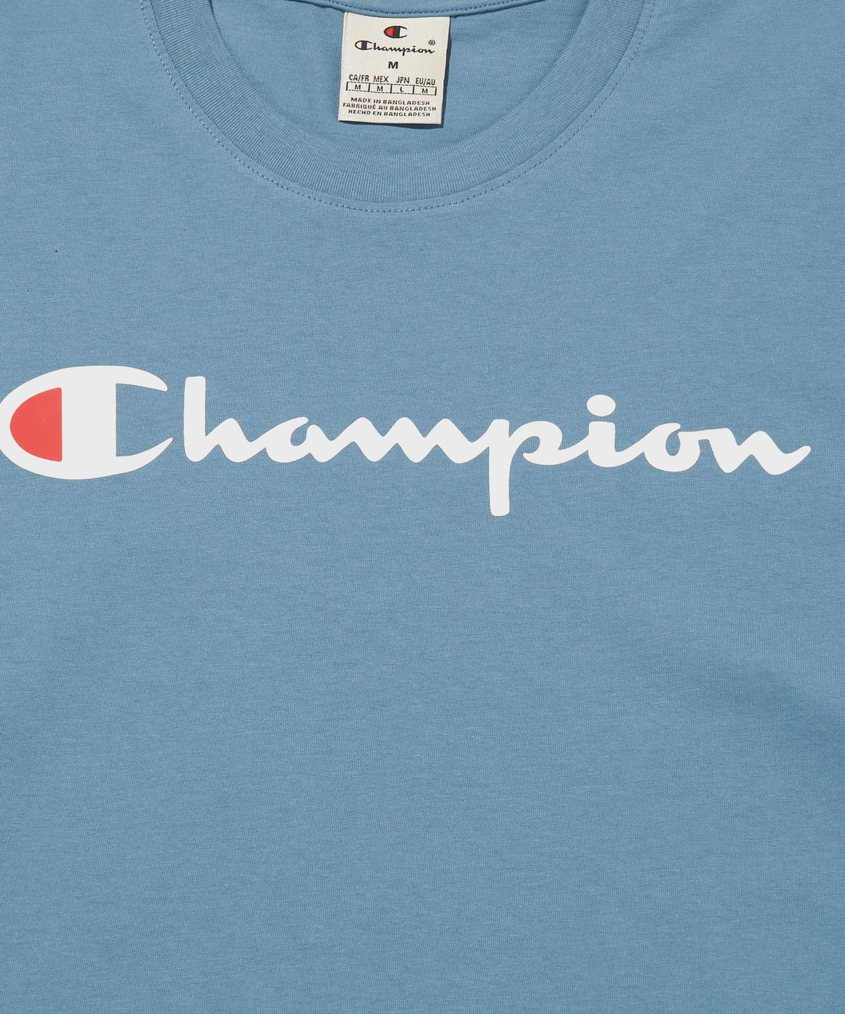 챔피온(CHAMPION) 빅 스크립트 로고 코튼 반팔 티셔츠 Normal Blue