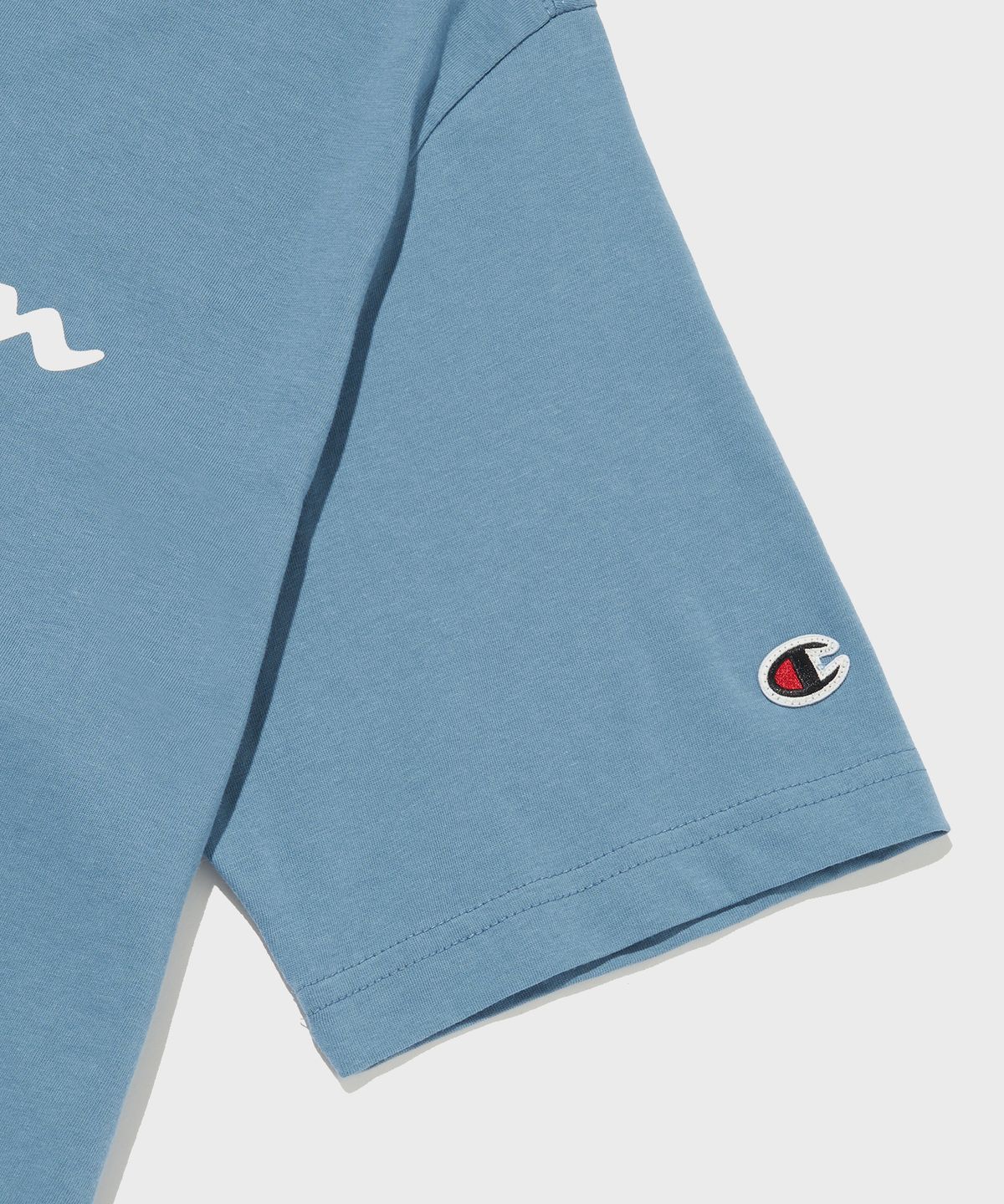 챔피온(CHAMPION) 빅 스크립트 로고 코튼 반팔 티셔츠 Normal Blue
