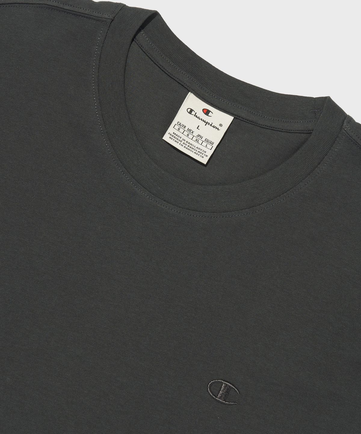 챔피온(CHAMPION) Embroidery C 로고 코튼 반팔 티셔츠 Charcoal Grey