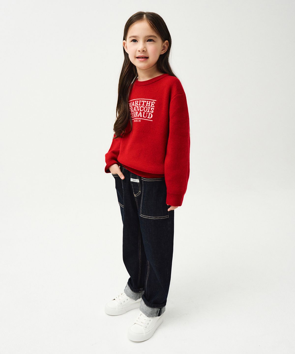 마리떼 키즈(MARITHÉ KIDS) ENFANT OUT POCKET ROLL UP DENIM PANTS dark blue