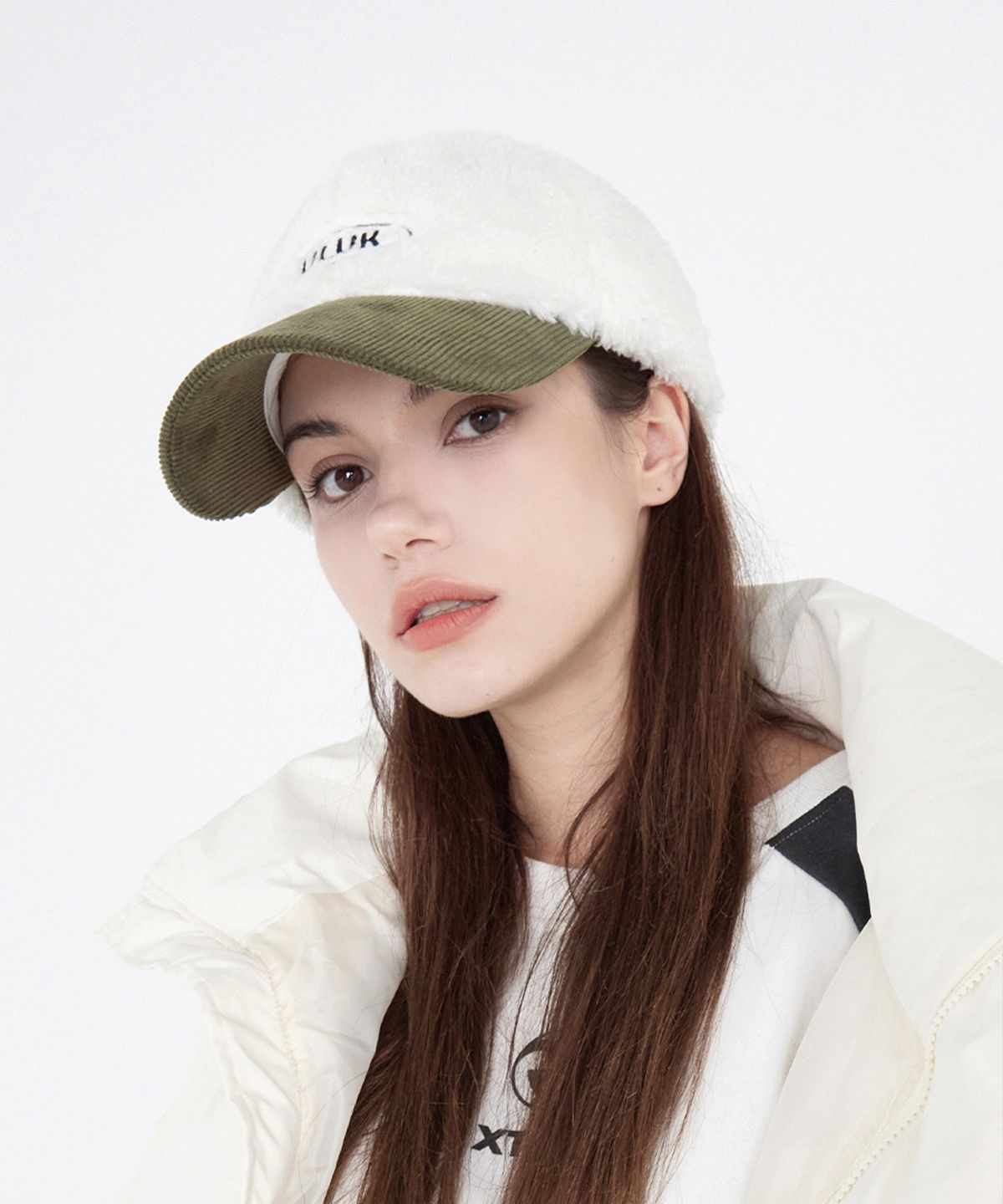 유룩(ULUK) 에션셜 써클 코듀로이 양털 배색 볼캡_Khaki
