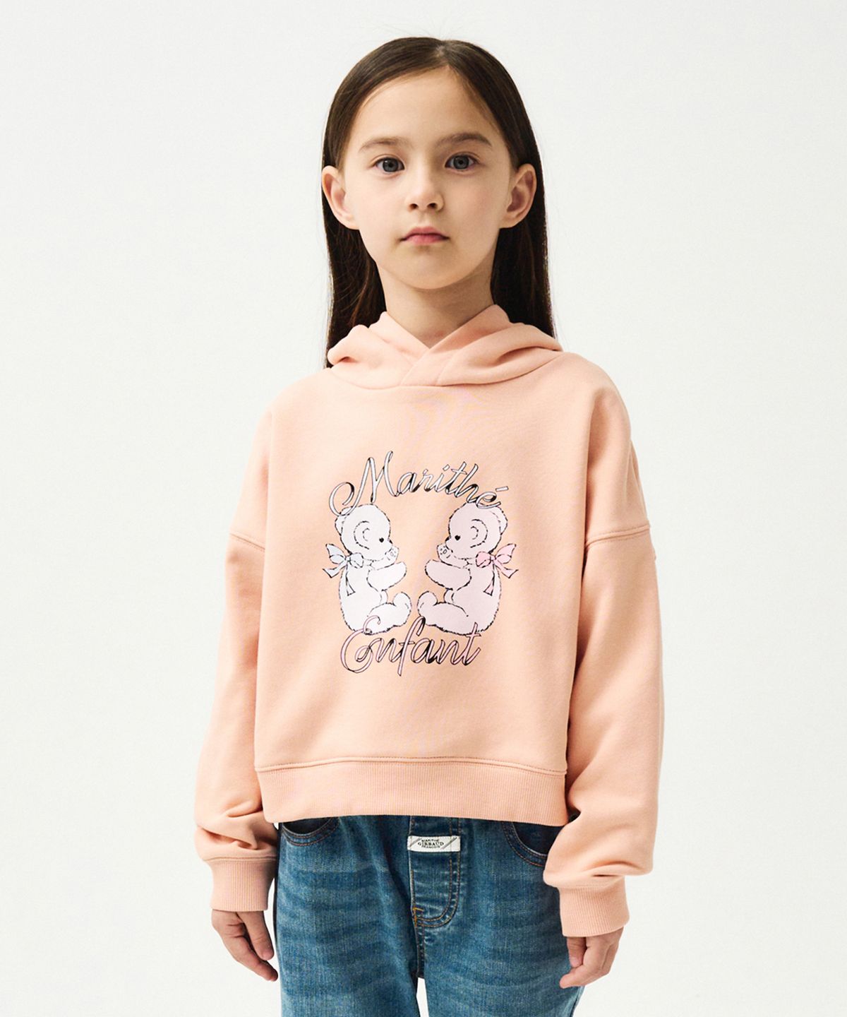 마리떼 키즈(MARITHÉ KIDS) ENFANT W BABY BEAR CROP HOODIE coral