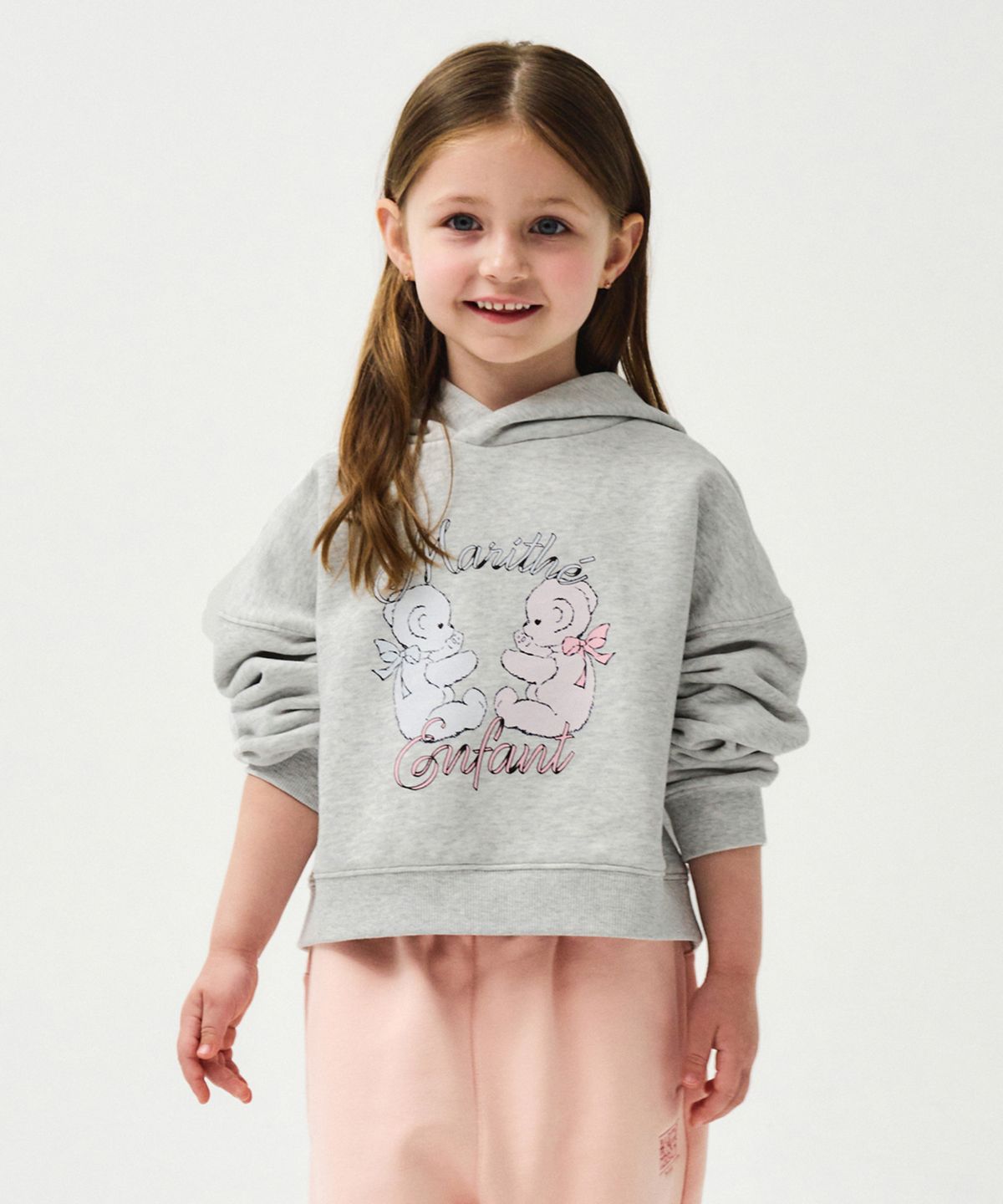 마리떼 키즈(MARITHÉ KIDS) ENFANT W BABY BEAR CROP HOODIE light heather gray