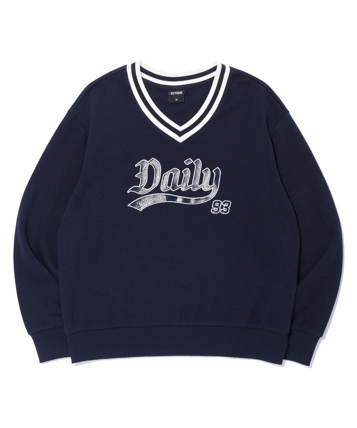디스트나인(DISTN9NE) 브이넥 데일리 맨투맨 DARK NAVY (LO3TF625-067)