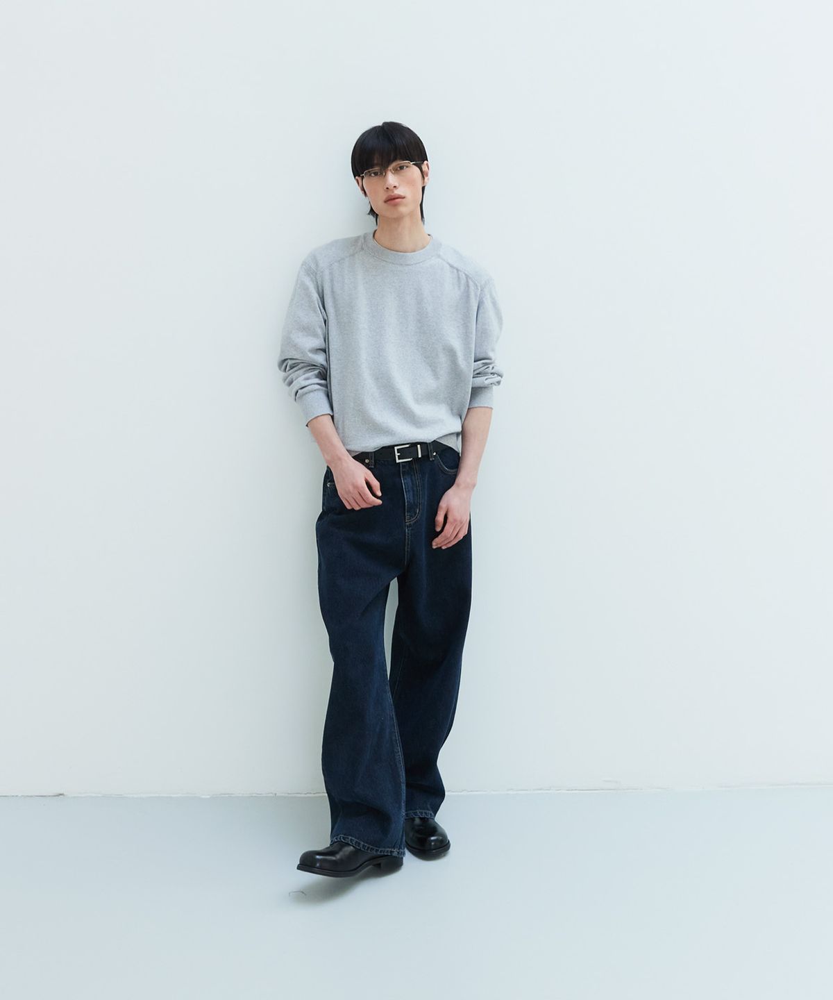 르아르(LEIRE) 코튼 캐시미어 크루넥 니트 [그레이]