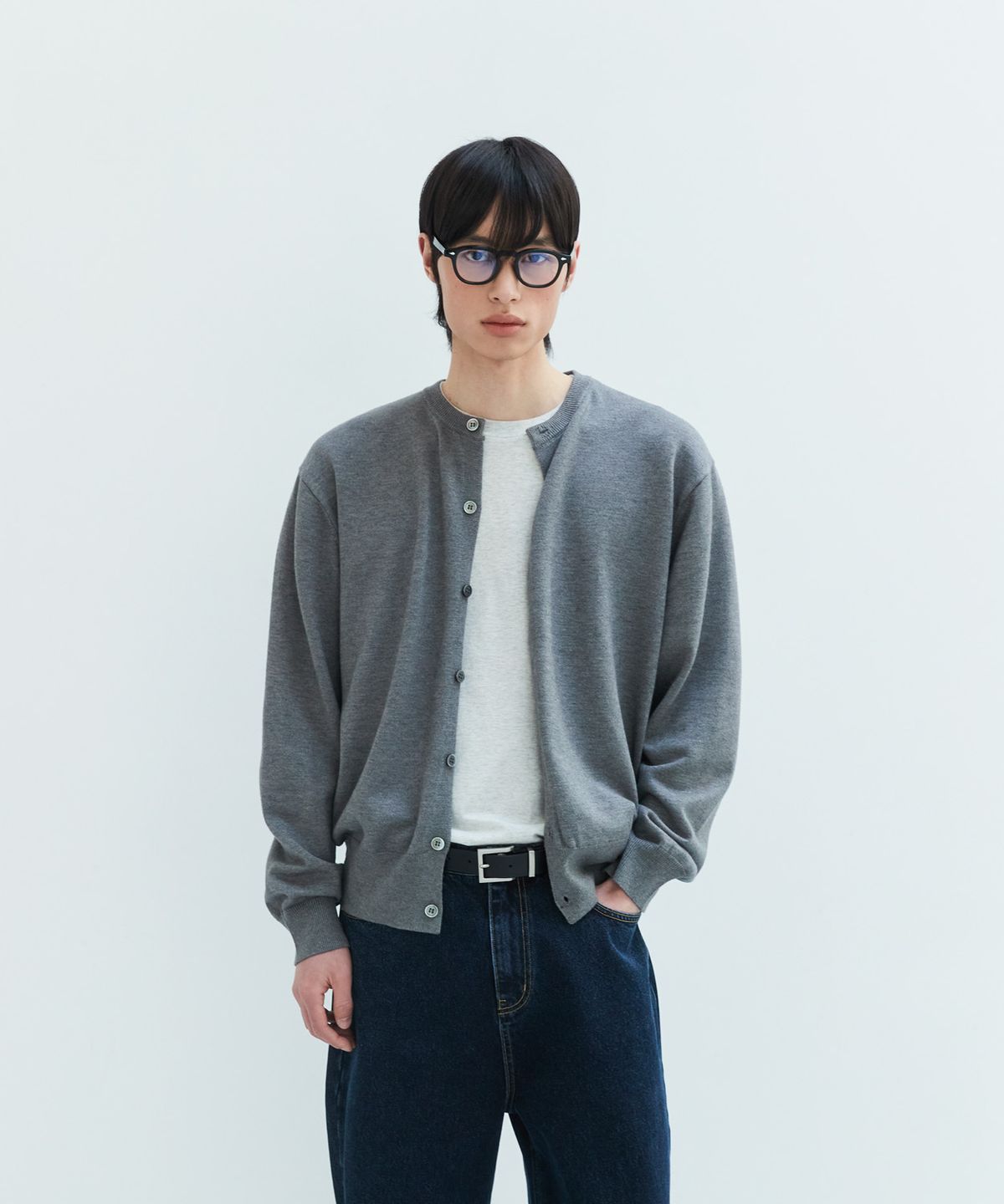 르아르(LEIRE) 에브리데이 라운드 니트 가디건 [그레이]