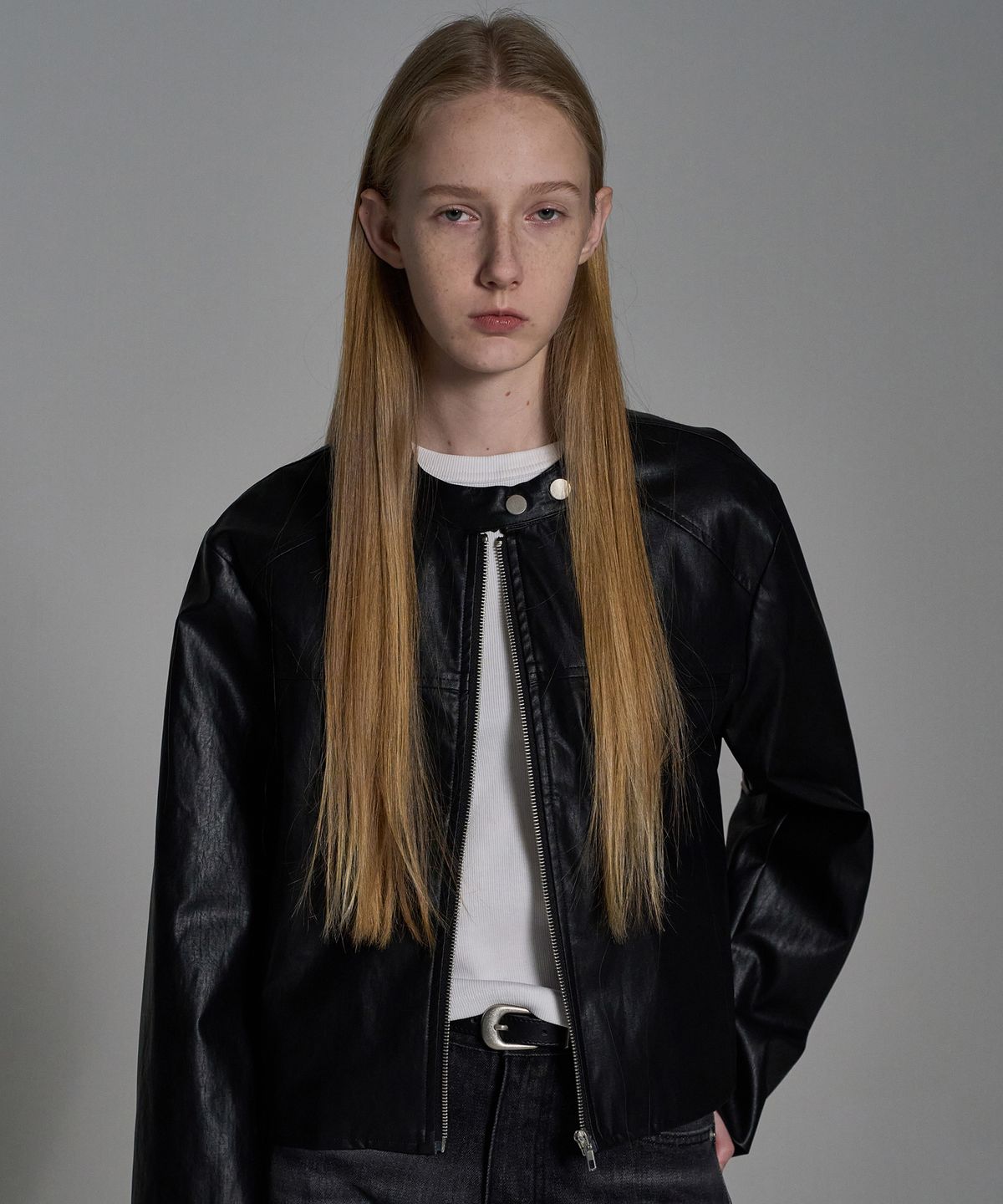 엘리오티(ELLIOTI) Leather Zip-up Jacket_Black
