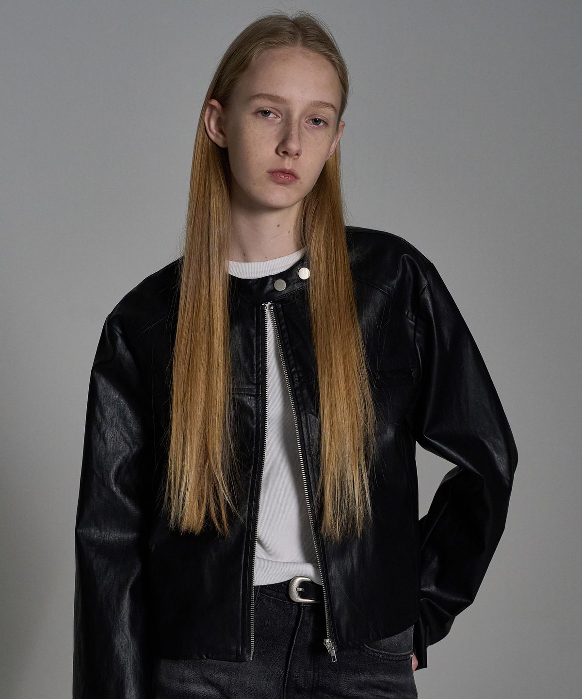 엘리오티(ELLIOTI) Leather Zip-up Jacket_Black