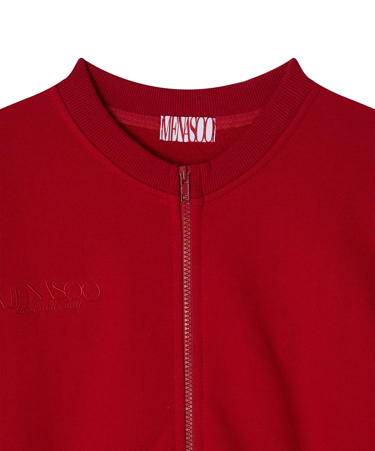 미나수(MENASOO) Menasoo Hearttrack Zipup Cardigan_Red