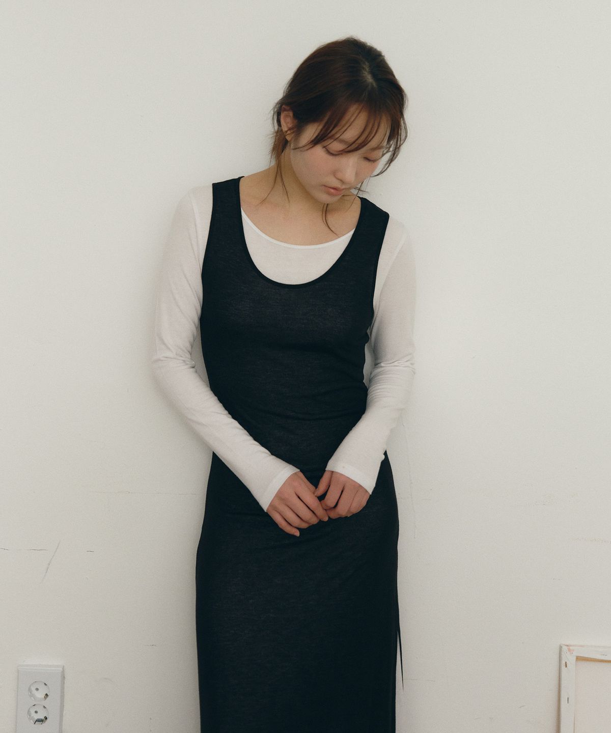로우타이드(LOW TIDE) LAYERED MAXI DRESS [BLACK]