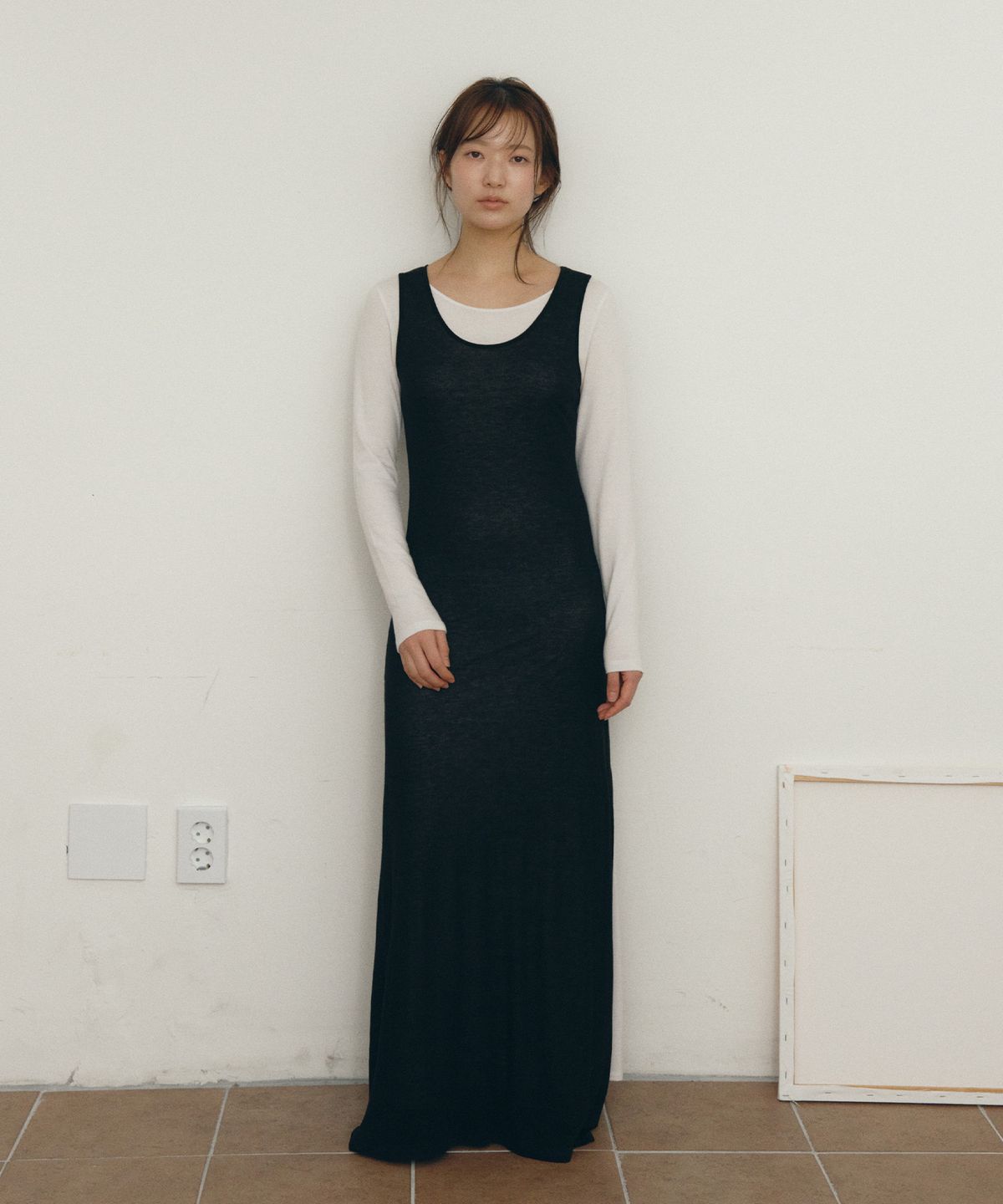 로우타이드(LOW TIDE) LAYERED MAXI DRESS [BLACK]