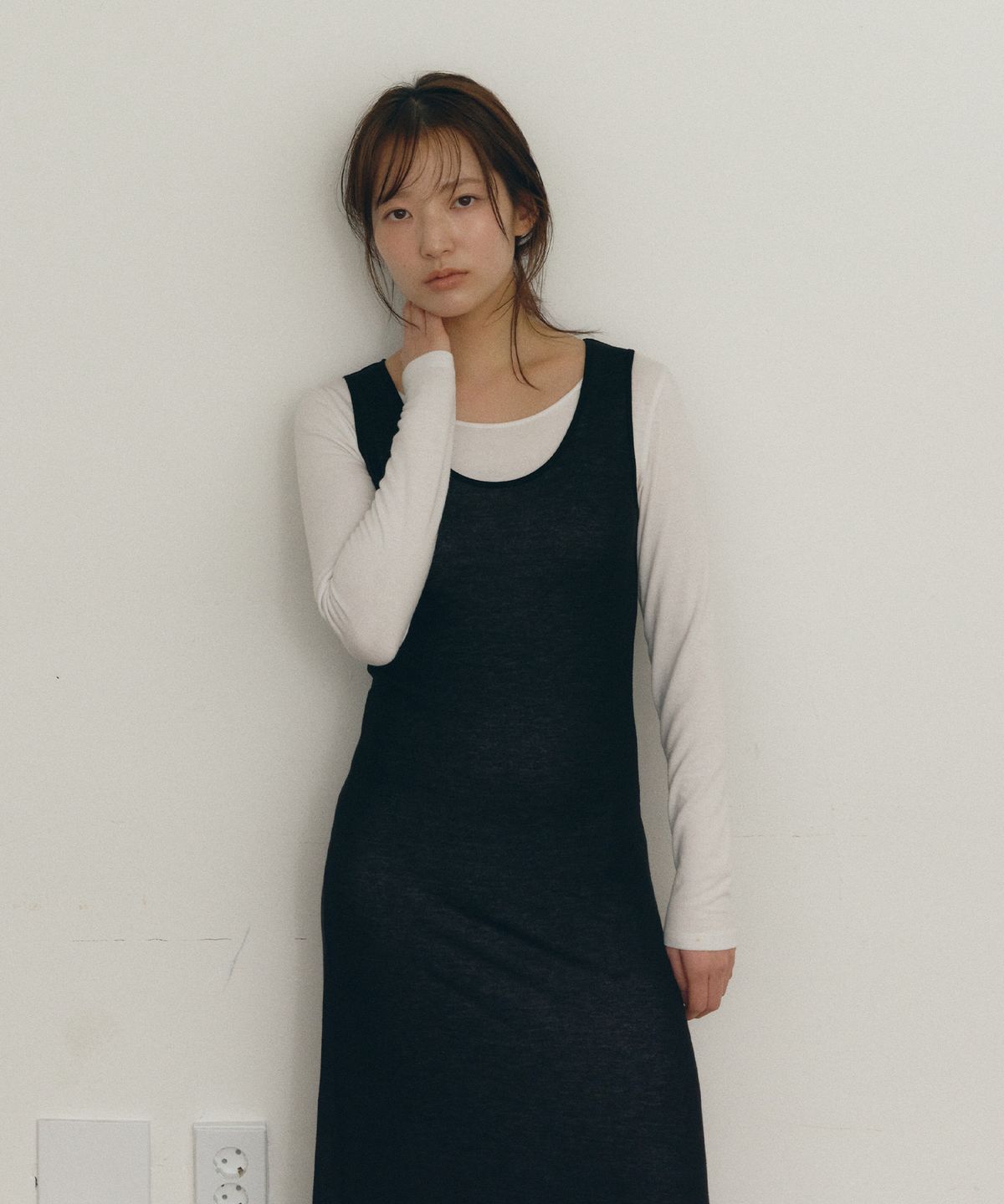로우타이드(LOW TIDE) LAYERED MAXI DRESS [BLACK]
