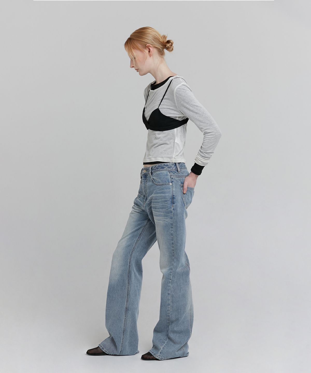로우타이드(LOW TIDE) SEMI BOOTCUT DENIM PANTS [BLUE]
