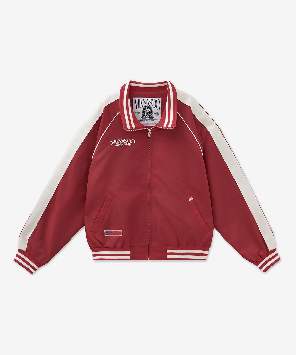 미나수(MENASOO) Menasoo Hearttrack Nylon Baseball Jumper_Red