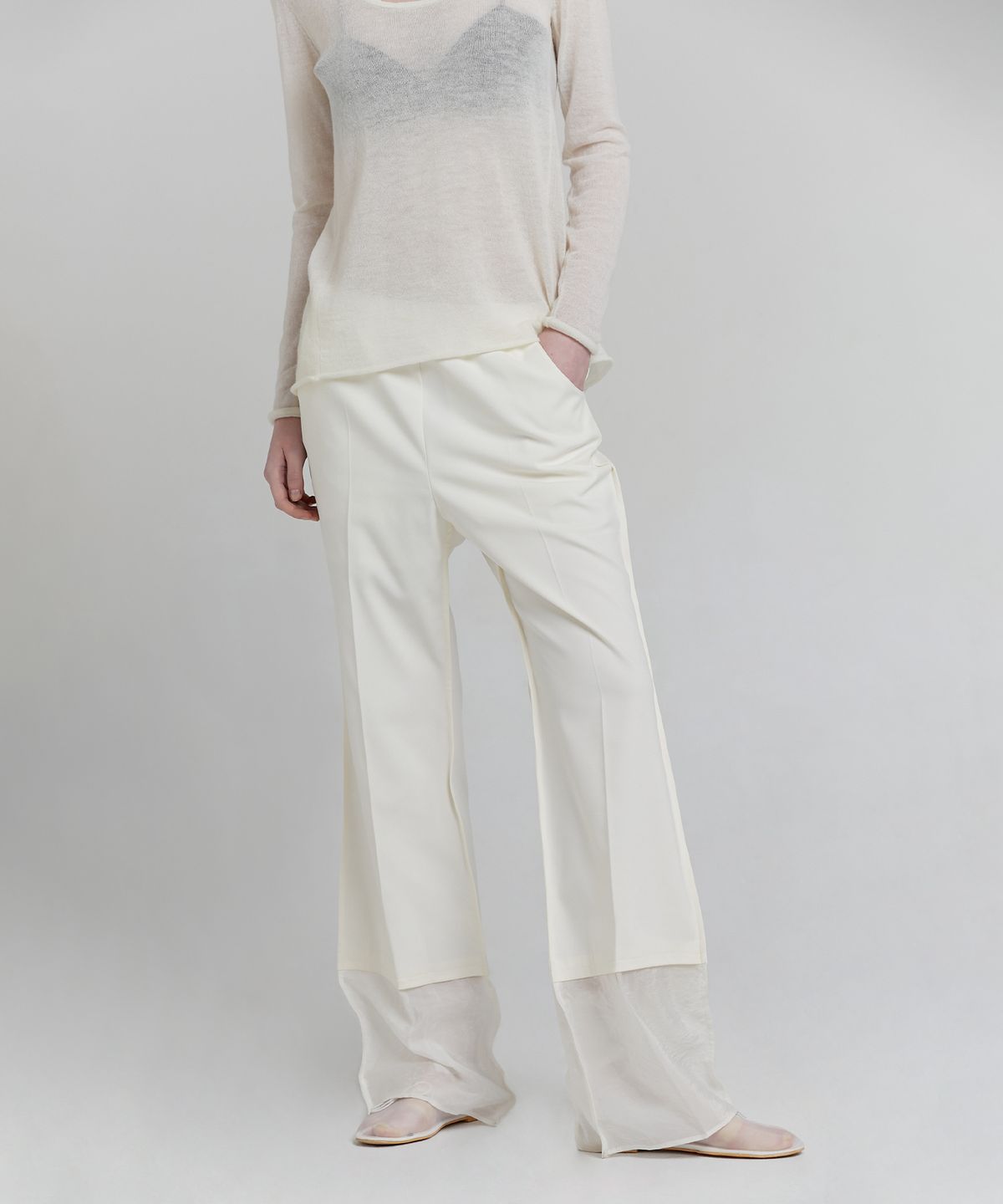 로우타이드(LOW TIDE) LAYERED BOOTS CUT PANTS [IVORY]