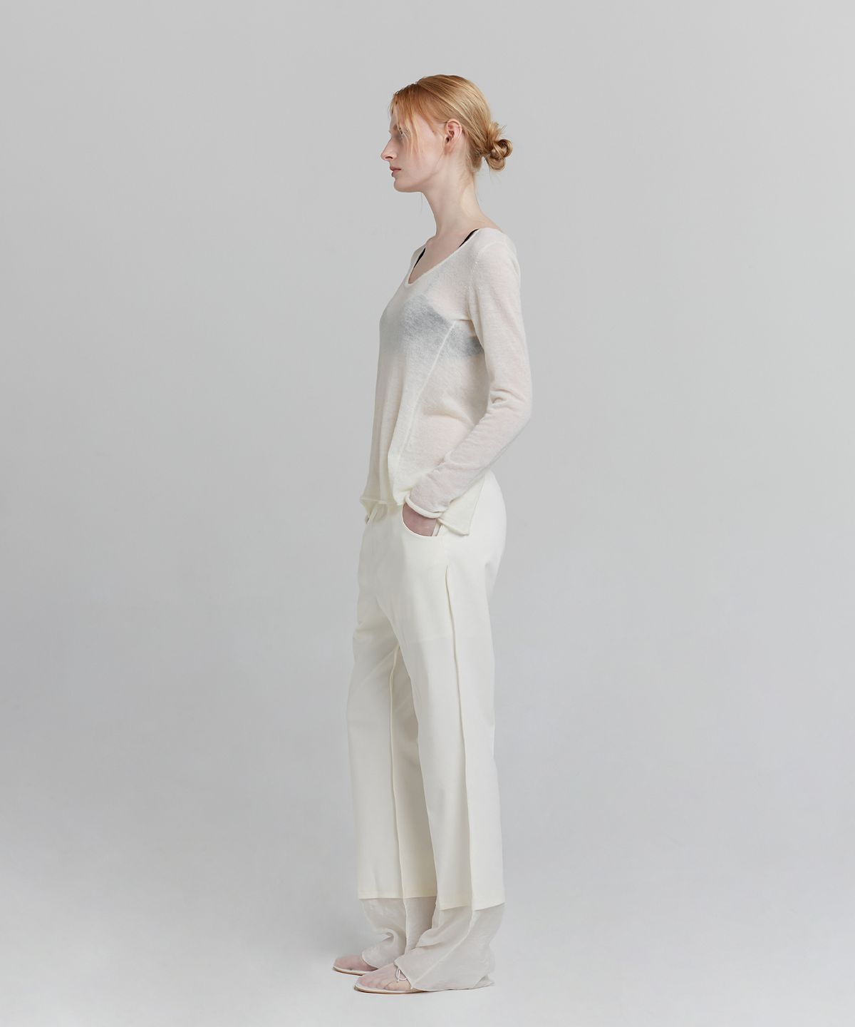 로우타이드(LOW TIDE) LAYERED BOOTS CUT PANTS [IVORY]