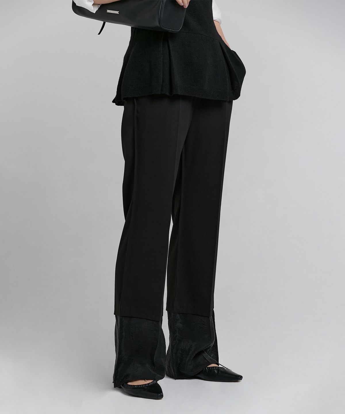 로우타이드(LOW TIDE) LAYERED BOOTS CUT PANTS [BLACK]