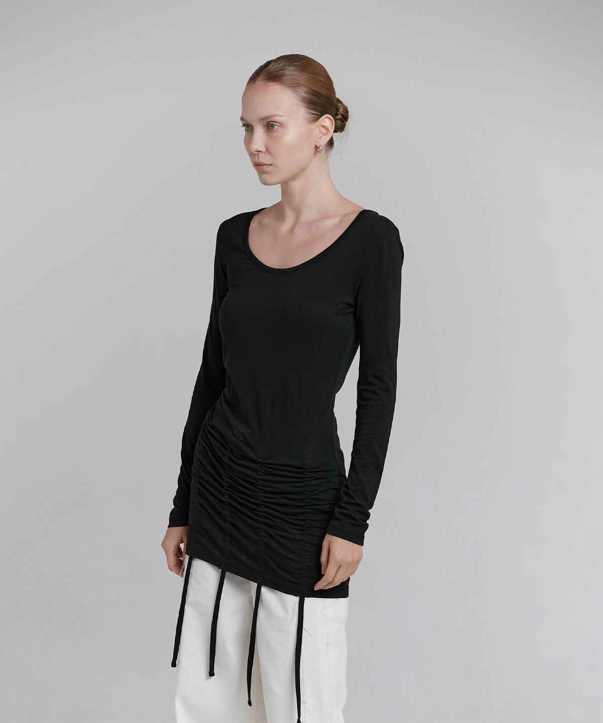 로우타이드(LOW TIDE) HEM STRING T-SHIRT [BLACK]