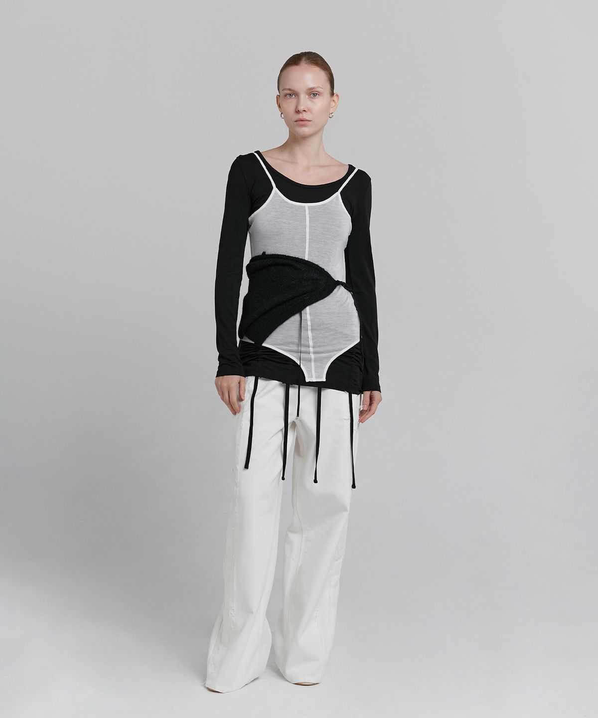 로우타이드(LOW TIDE) HEM STRING T-SHIRT [BLACK]