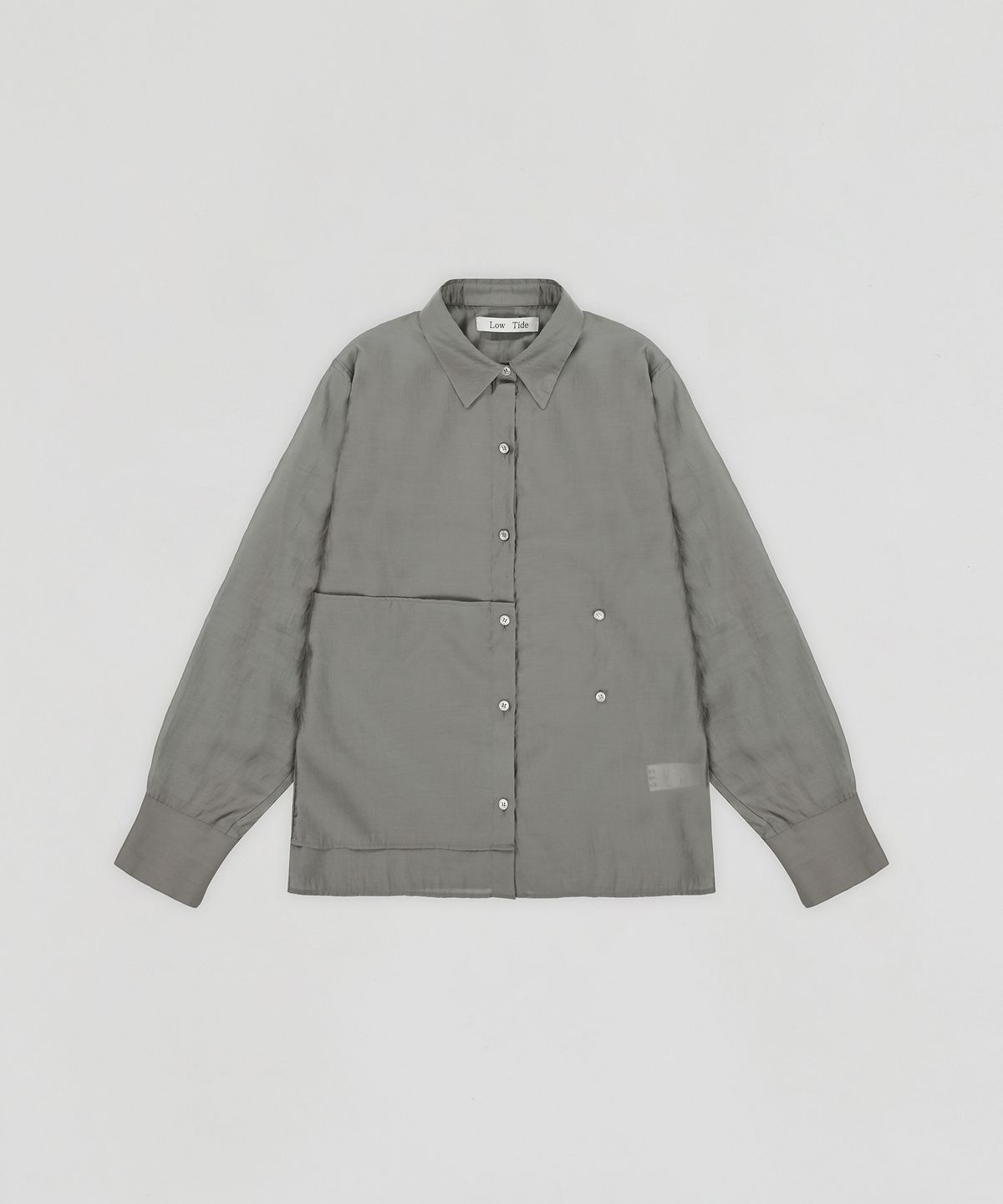 로우타이드(LOW TIDE) SILKY BUTTON WRAP SHIRT [GREY]