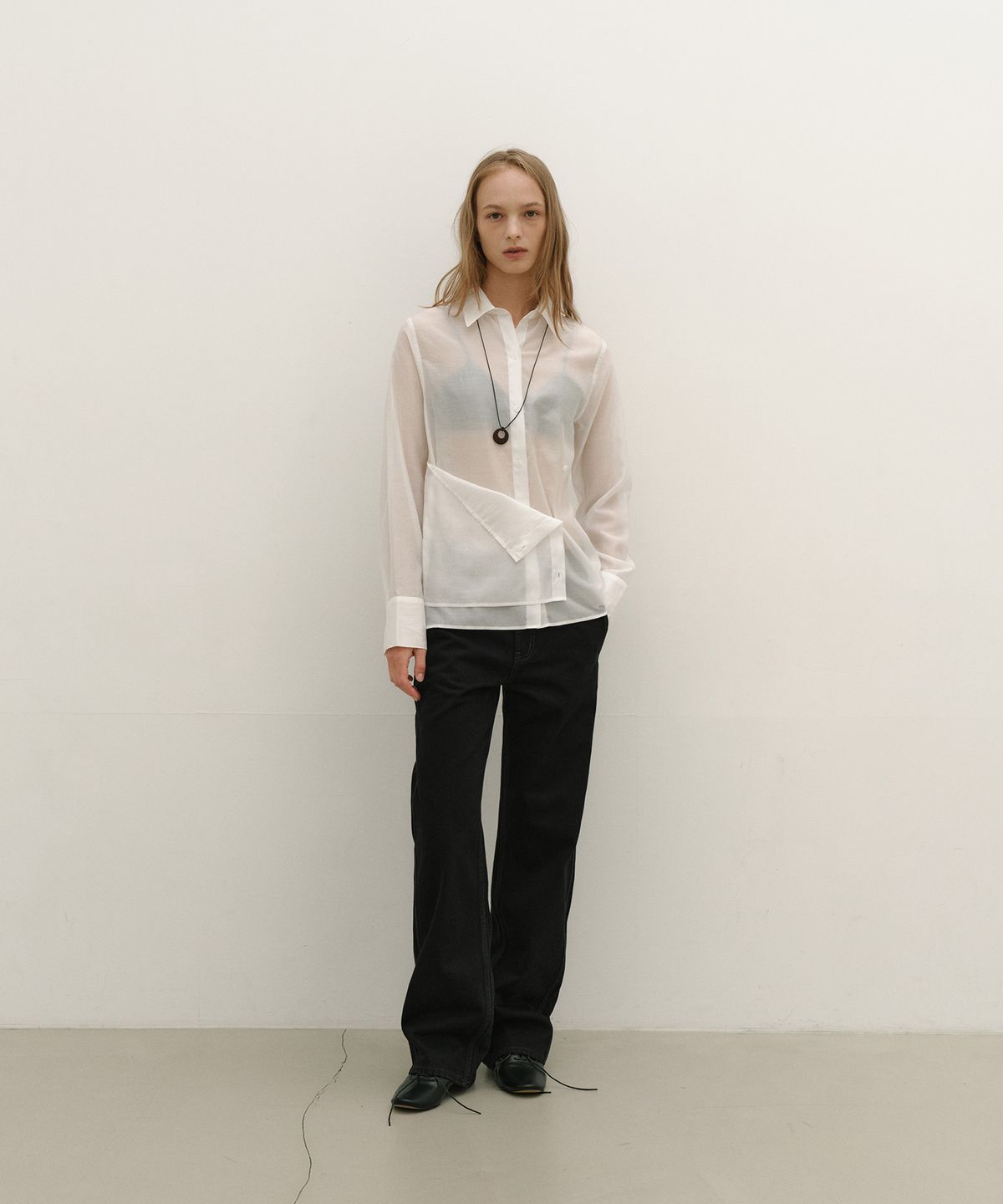 로우타이드(LOW TIDE) SILKY BUTTON WRAP SHIRT [WHITE]