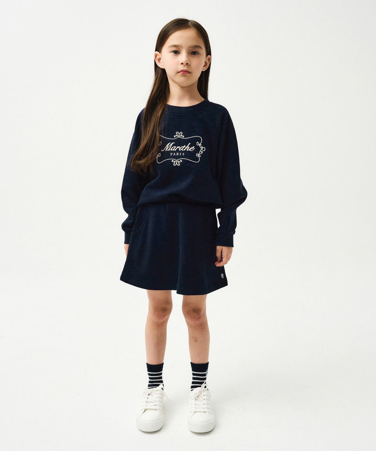 마리떼 키즈(MARITHÉ KIDS) ENFANT W CIRCLE LOGO SWEAT SKIRT navy